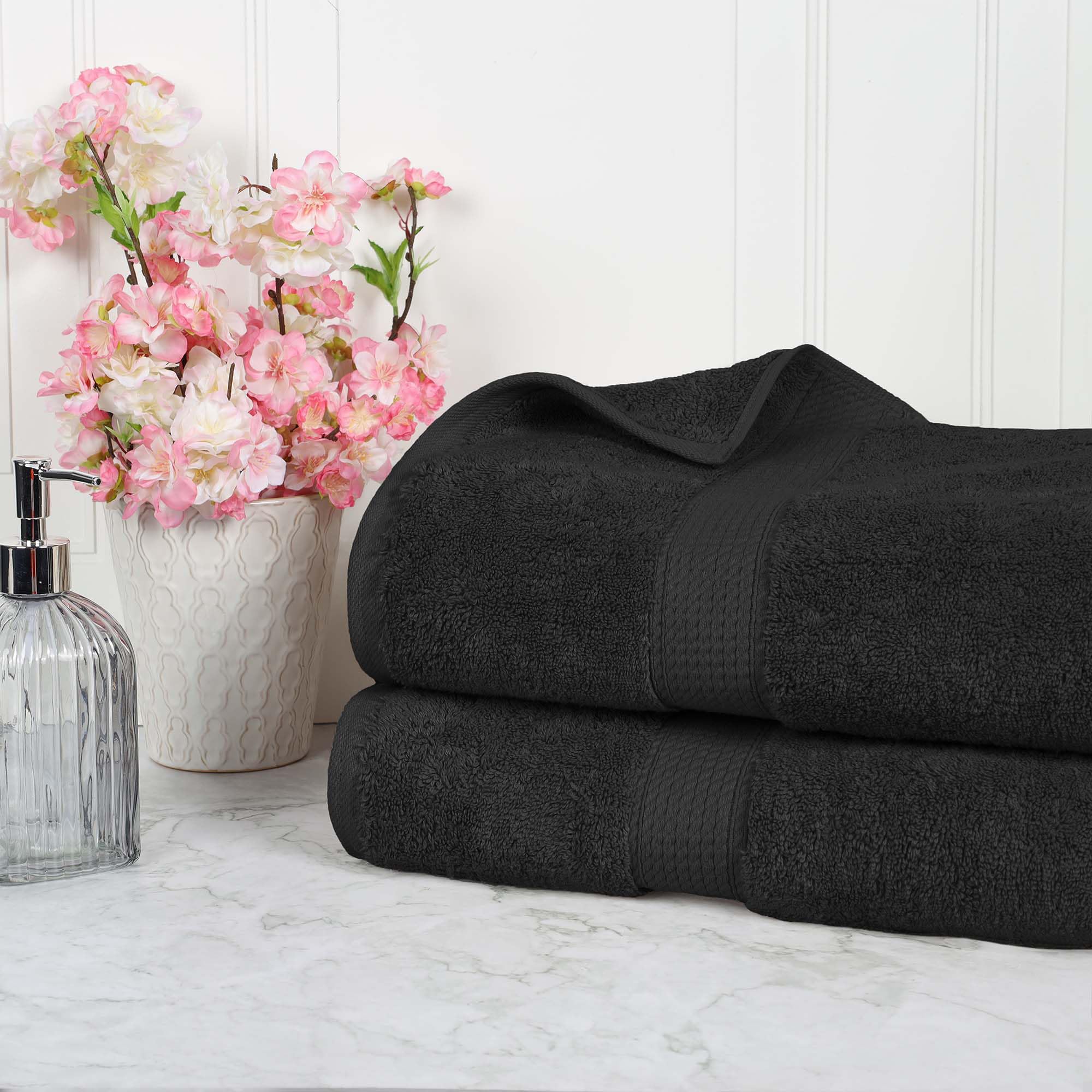 SUPERIOR Set di 2 teli da bagno in pile di cotone egiziano, asciugamani ultra morbidi di lusso, essenziali in peluche spesso, assorbenti pesanti, bagno per ospiti, hotel, spa, bagno di casa, doccia