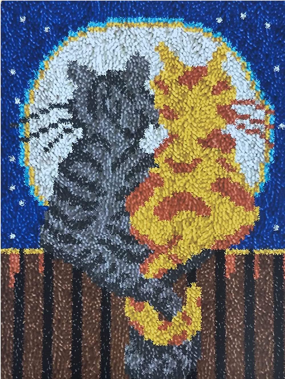 Myriad Choices Latch Hook Rug Kit, DIY Latch Hook Cats Rug Making Kit for Adults Kids, Cross Stitch Kit Carpet Making Cushion Needlework for Beginners, Home Decor, Enjoying The Moon 50ร38 cm โ image 1