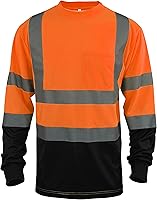 Vista 4 de L&M Playera de Seguridad Hi Vis Clase 3 Reflectante Negra, Manga Corta/Larga, Alta Visibilidad