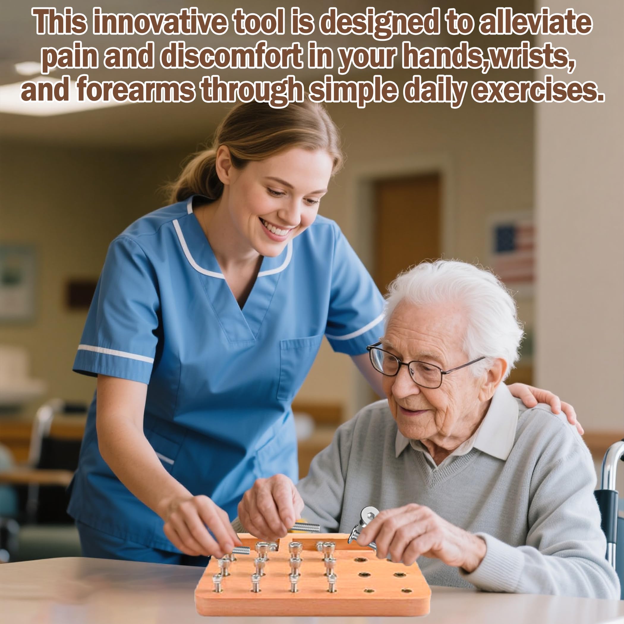 DICYWUDI Wooden Pegboard for Finger Dexterity, Finger Strength Trainer for Hand Grip Strengthener Targeted Strength, Relief & Recovery– for Men, Women, and Seniors — Amazon image 6