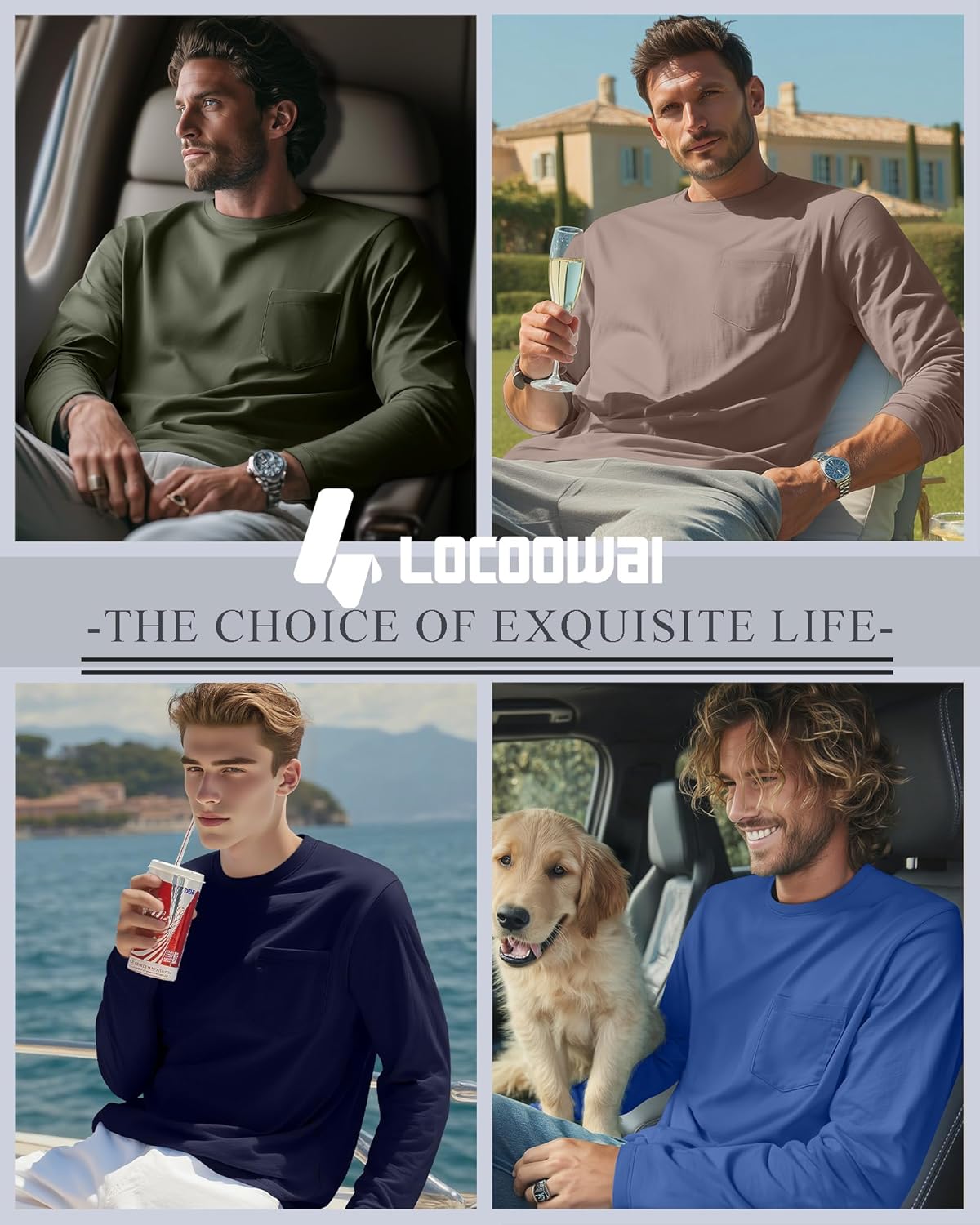 10 Pack Men's Big and Tall Long Sleeve Shirts, Crew Neck Loose Fit Pocket Tops Bulk Casual Basic T Shirts - Image 4