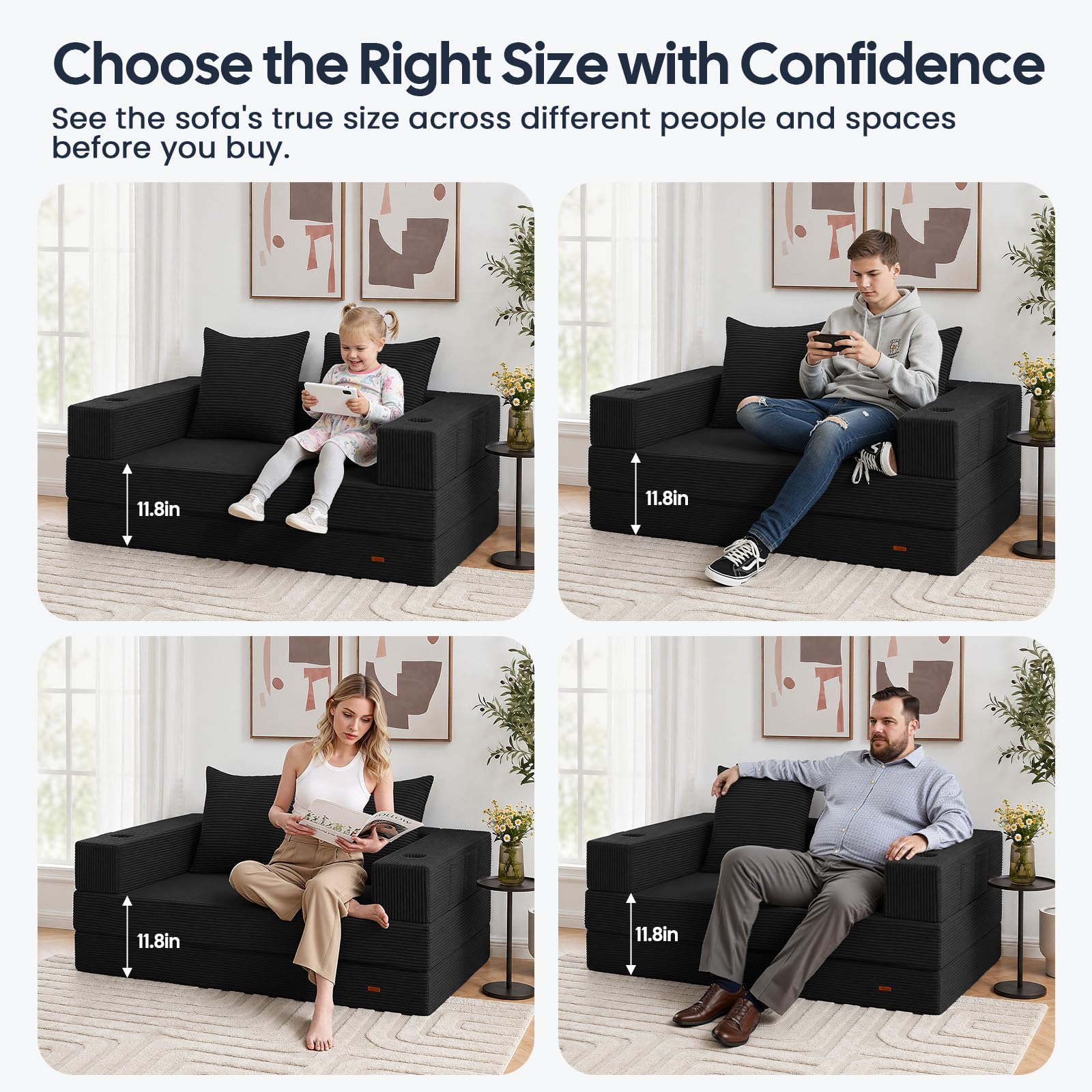 Best Sofa Bed Sale Picks for 2026 3 COMAX Futon Sofa Bed, Convertible Sofa Bed, Folding Boneless Couches — product photo