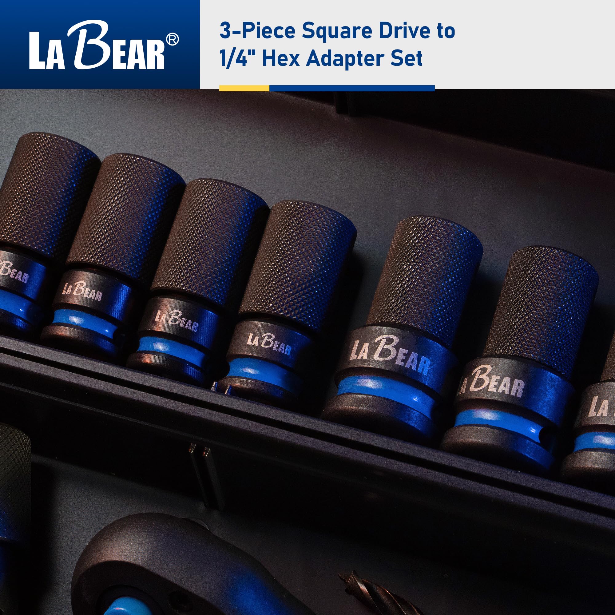 LaBear Convertidor hexagonal de impacto a 1/4, 1/2 3/8 1/4 pulgadas hembra a juego de adaptadores hexagonales de 1/4 pulgadas, adaptadores de llave de impacto para destornilladores de llave de