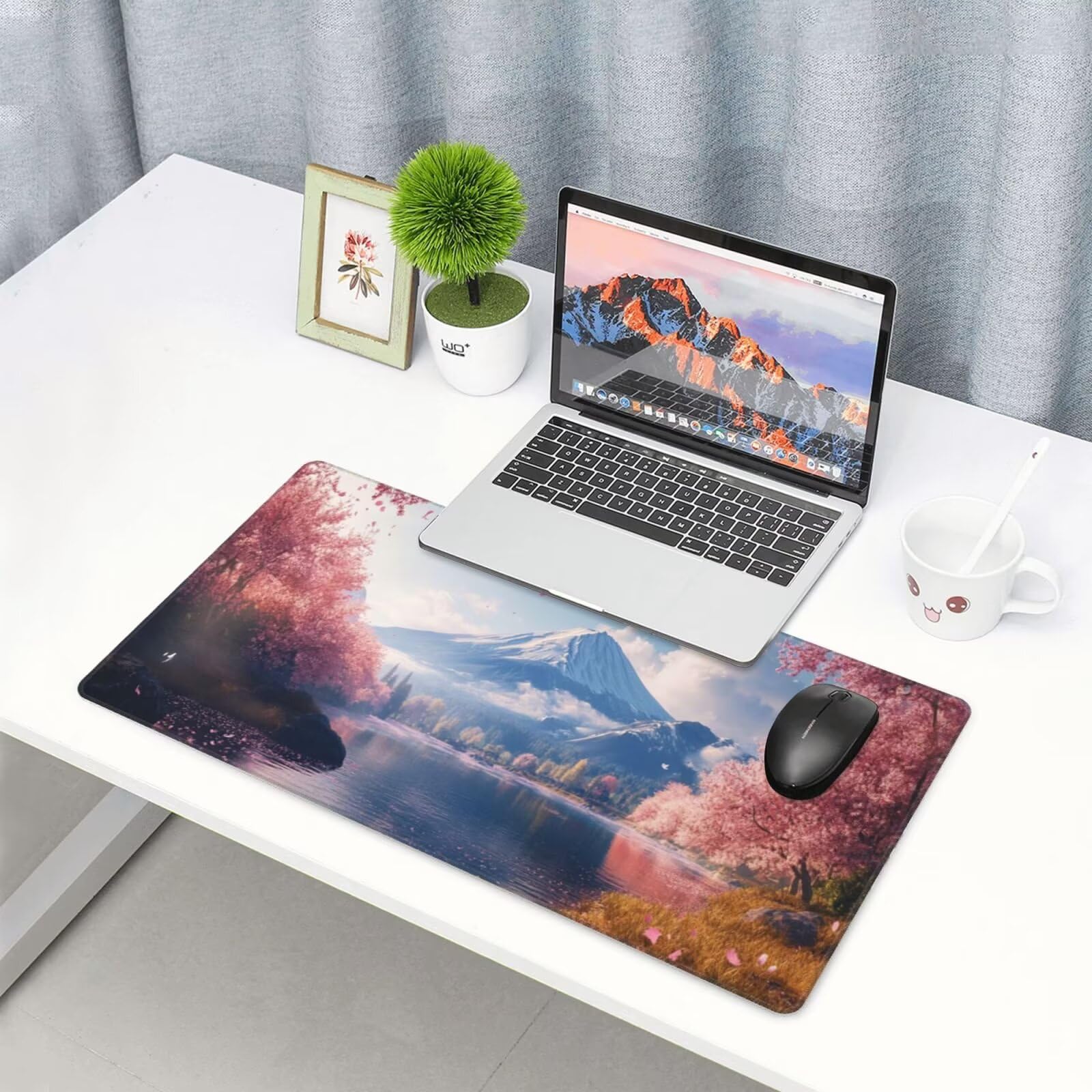 Różowa podkładka pod mysz XXL krajobraz mata na biurko 1600 x 800 x 3 mm zmywalna podkładka do gier na laptopa, z antypoślizgową gumową podstawą do gier, PC, pracowników biurowych Y1067