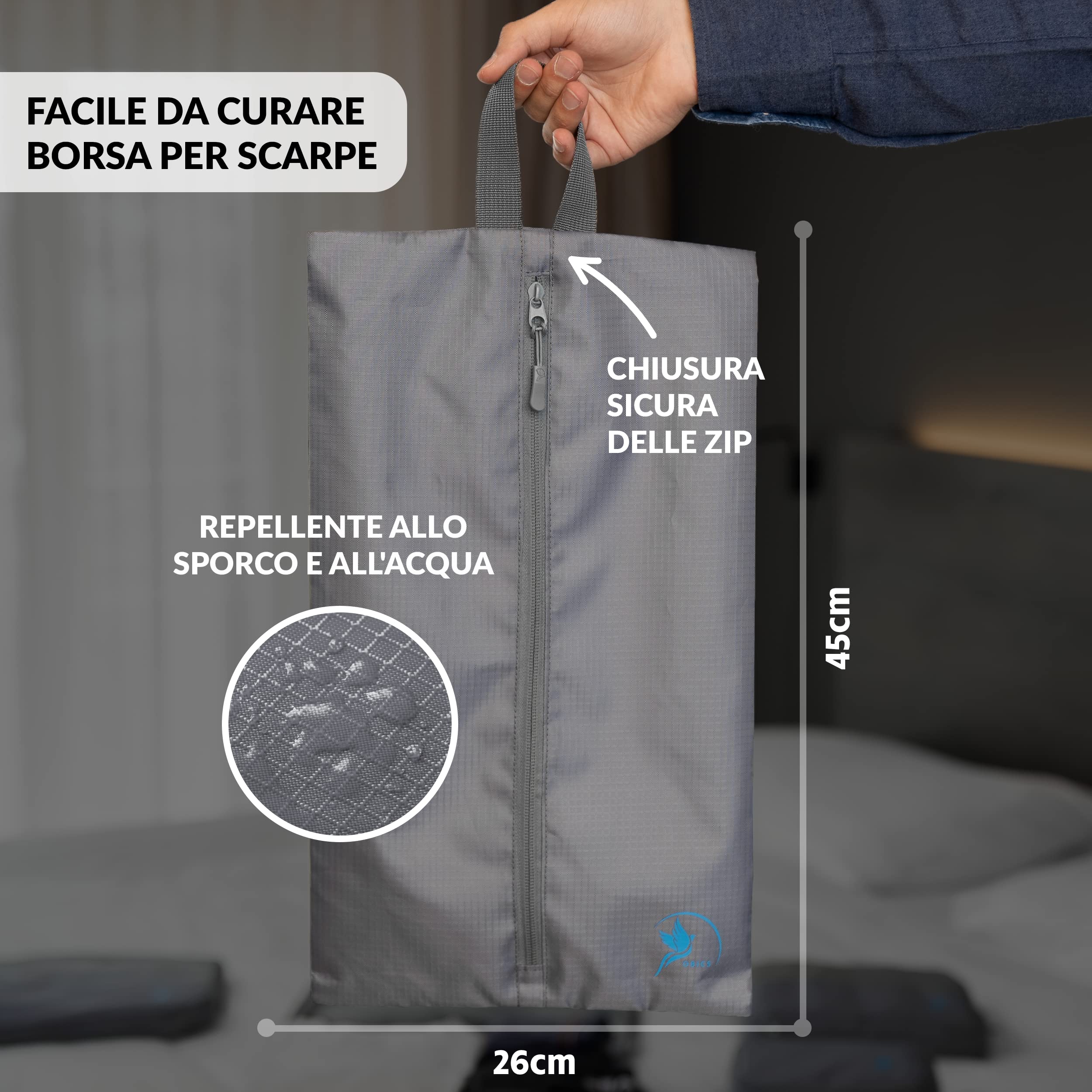 Obics - Valigia Organizer da viaggio grigio Packing cubes set di 5 pezzi con compressione e organizer per valigie e accessori da campeggio per il sistema di organizzatori Cubi da imballaggio