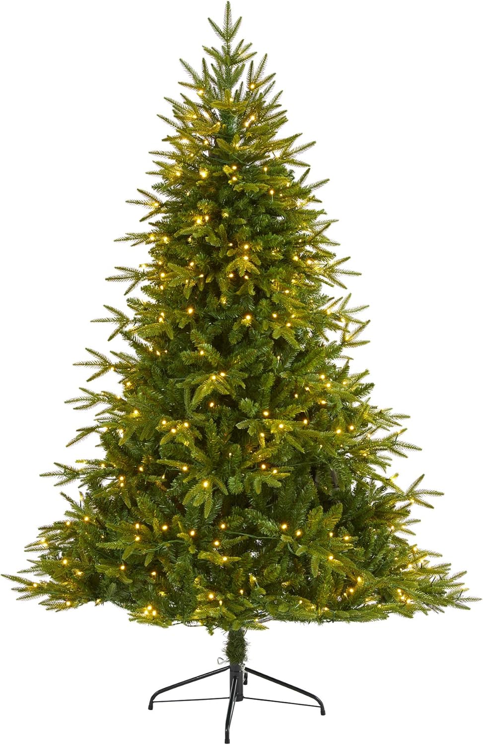 Nearly Natural 6ft. Colorado Mountain Fir Natural Look Artificial Christmas Tree with 350 Clear LED Lights and 1704 Bendable Branches