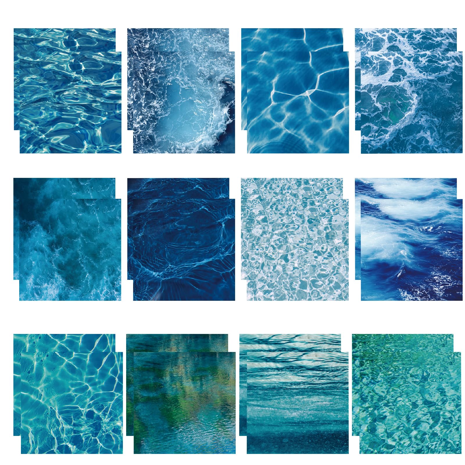 TSLBW 24 Sheets A4 Blue Patterned Scrapbook Paper Decorative Craft Paper Decoupage Scrapbooking Supplies Accessories Journaling DIY Card Making Kids Adults Girls Women Photo Album