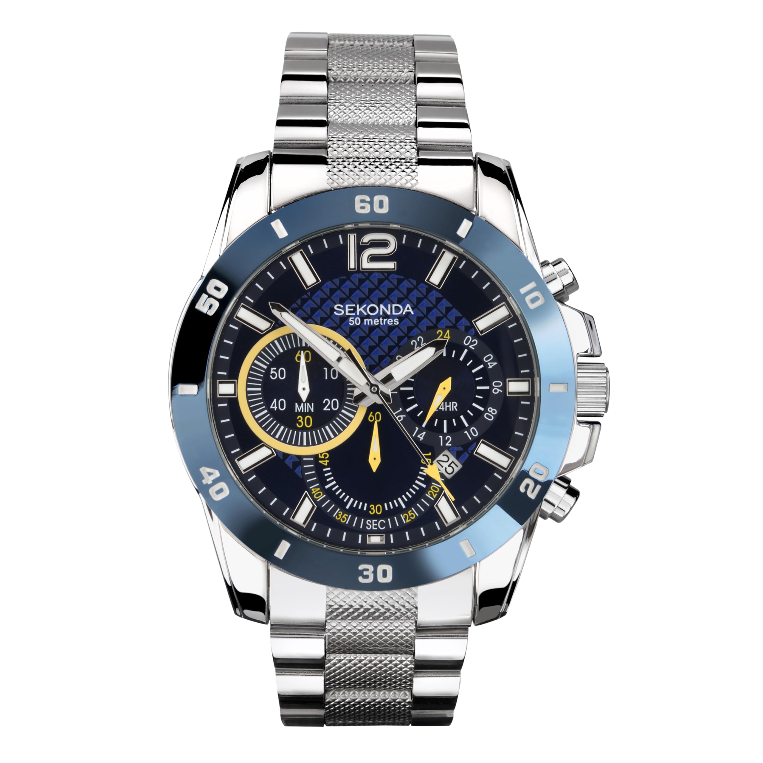 Mens Solo 44mm Sport Chronograph Quartz Watch with Date Window 50m Water Resistant