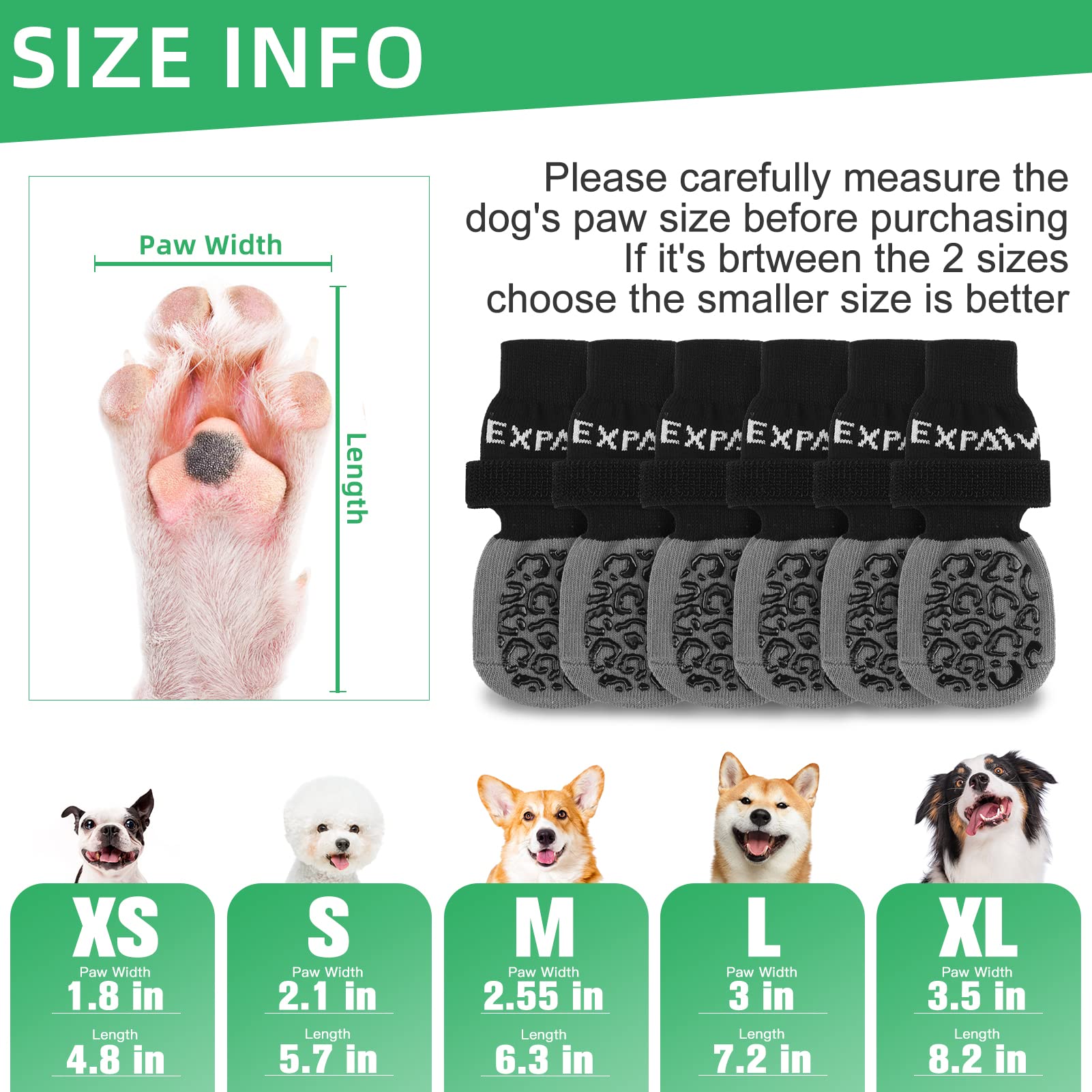 EXPAWLORER Anti-slip Dog Socks Paws Stop Licking - Dog Boots with Grips for Senior Dogs Indoor Outdoor Walking, Ashy S (Upgraded) - Image 4