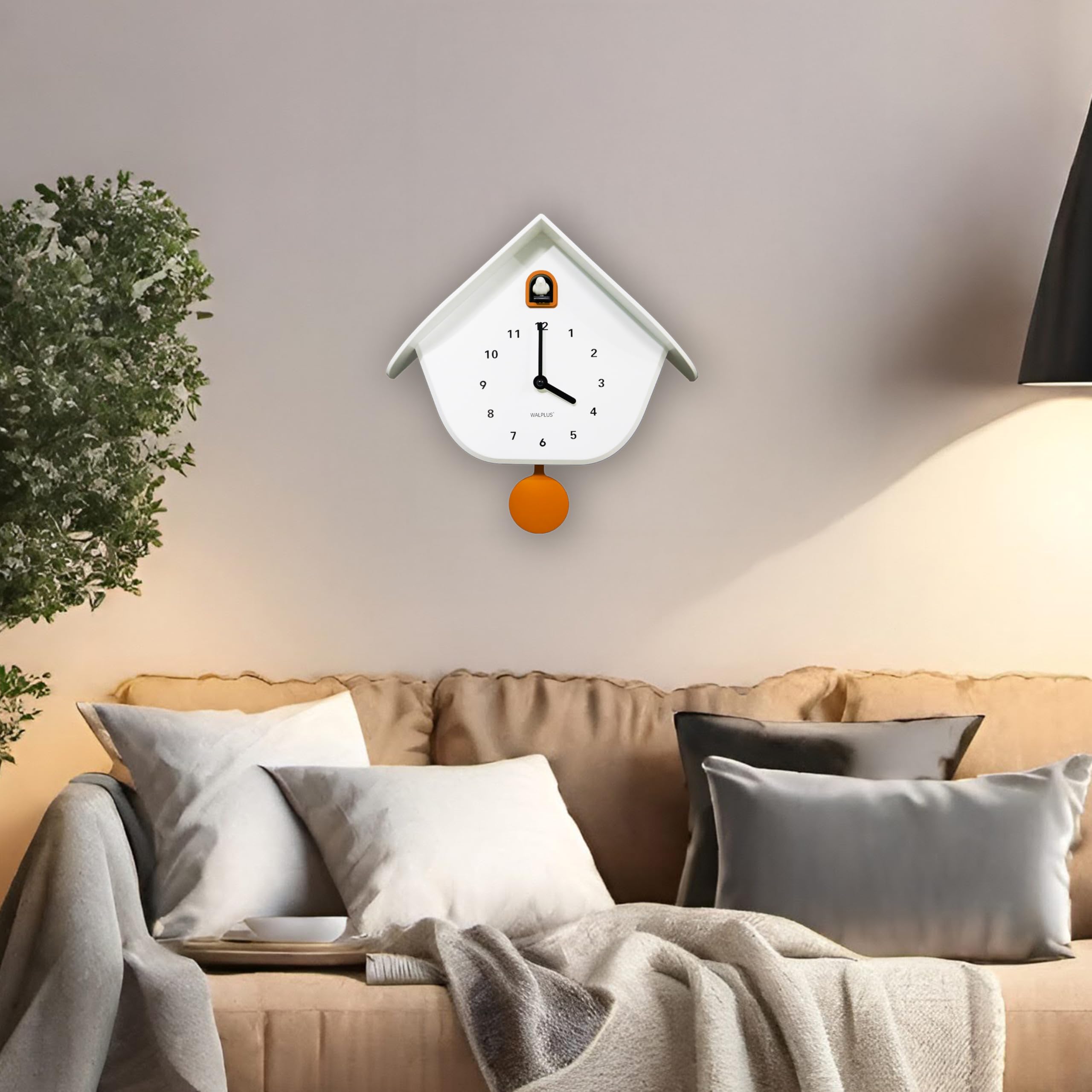 WALPLUS Kuckucksuhr Weiß mit Pendel Stilvolle Cuckoo Clock für Kinderzimmer und Wohnzimmer Batteriebetriebene Wanduhr mit Vogel Ideal als Kuckucksuhr Modern Dekoration