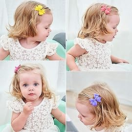 2 Baby Hair Clips Fully Lined Bows Tiny Alligator Clips for Infants and Toddlers in Pairs