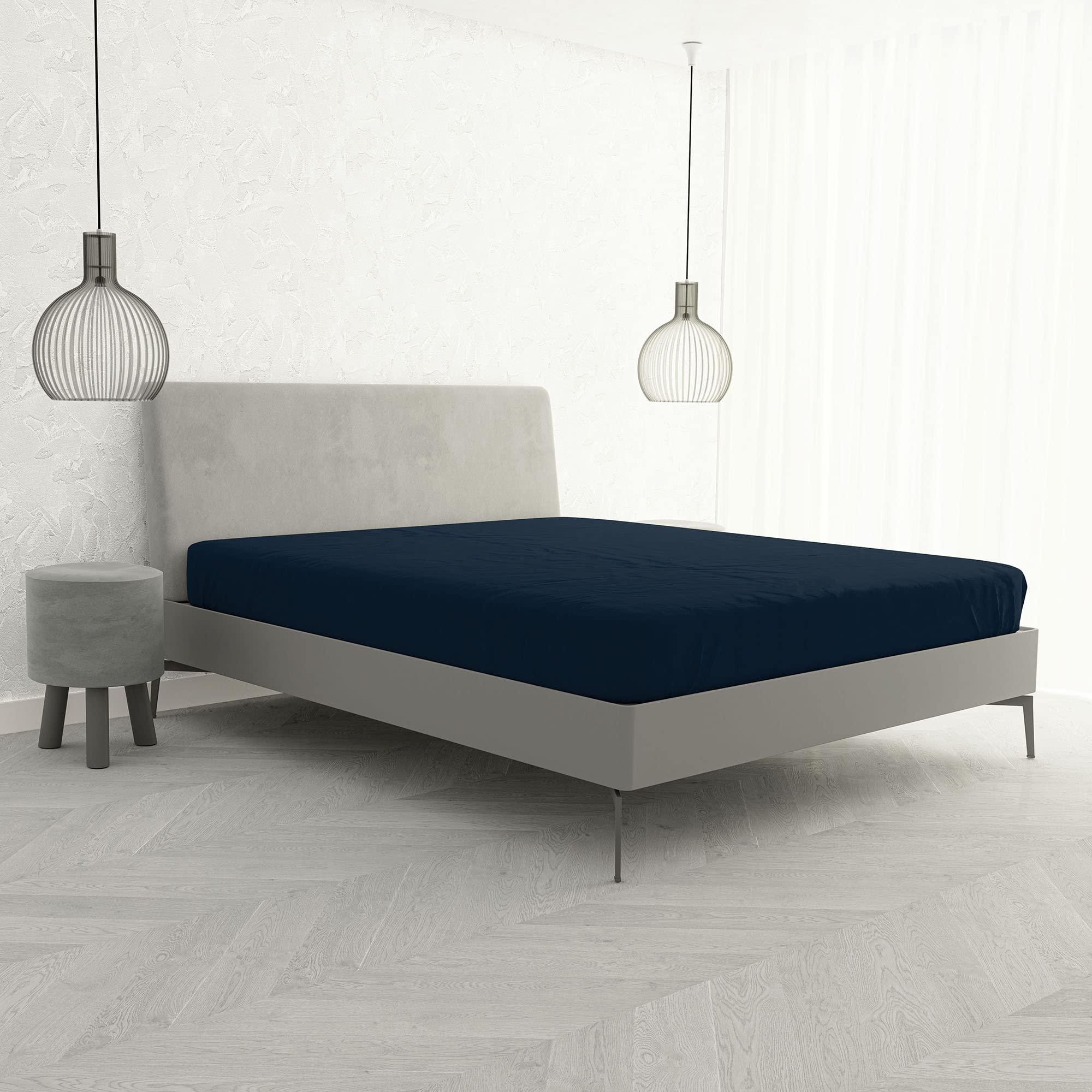 Lenzuolo Sotto MAX COLOR con Angoli Elasticizzati da 25 cm Letto Matrimoniale 170x200 cm, 100% Cotone Made in Italy - Tinta Unita BLU SCURO