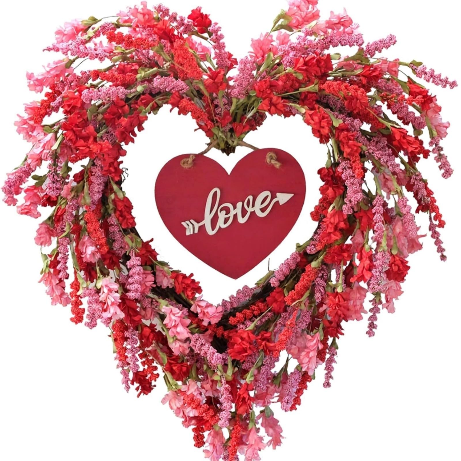 hogtnd Valentine's Day Flower Wreath Ornament. Valentine's Day Flower Wreath Ornament for Home Decoration