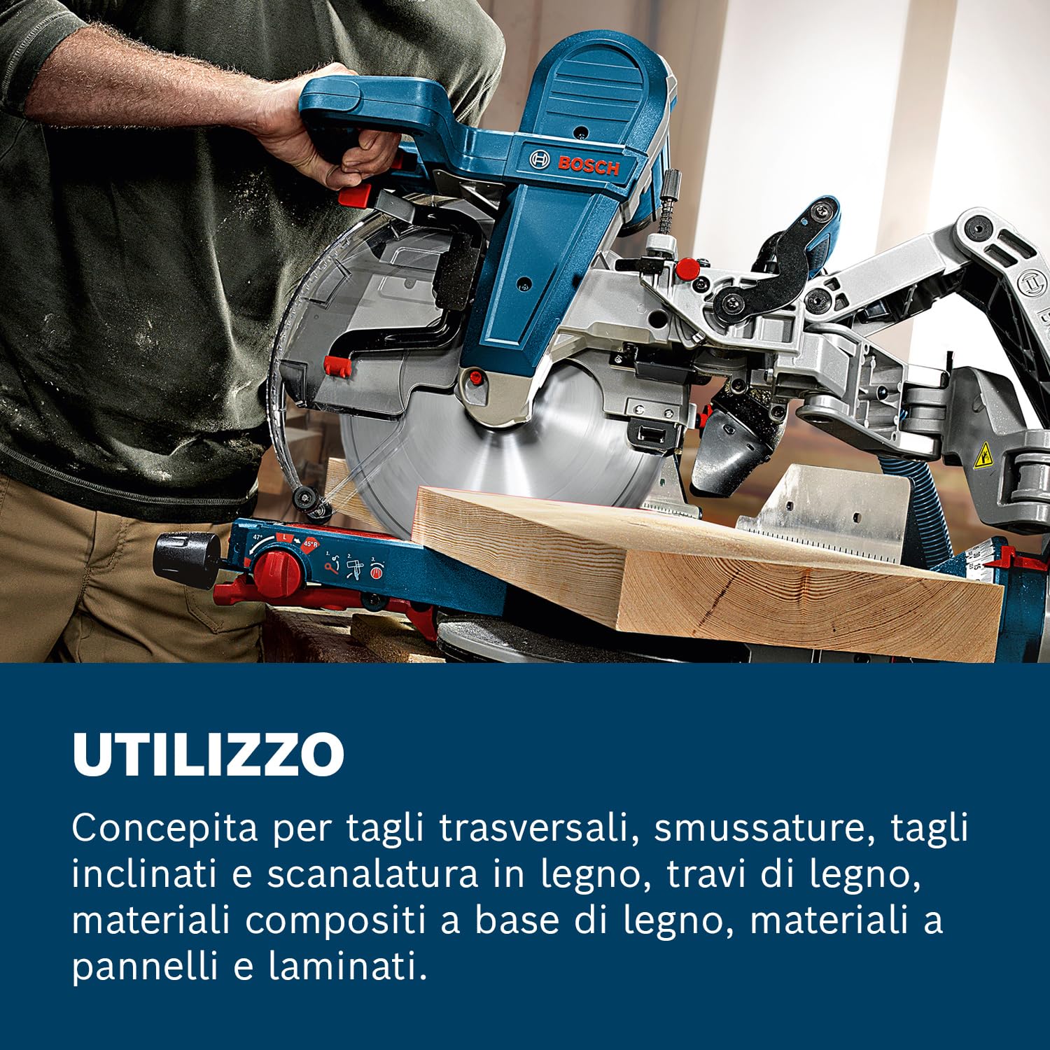 Bosch Professional Troncatrice Radiale Gcm 12 Gdl (Motore da 2000 Watt, Incl. Laser a Doppia Linea, Lama, Pinza di Serraggio)