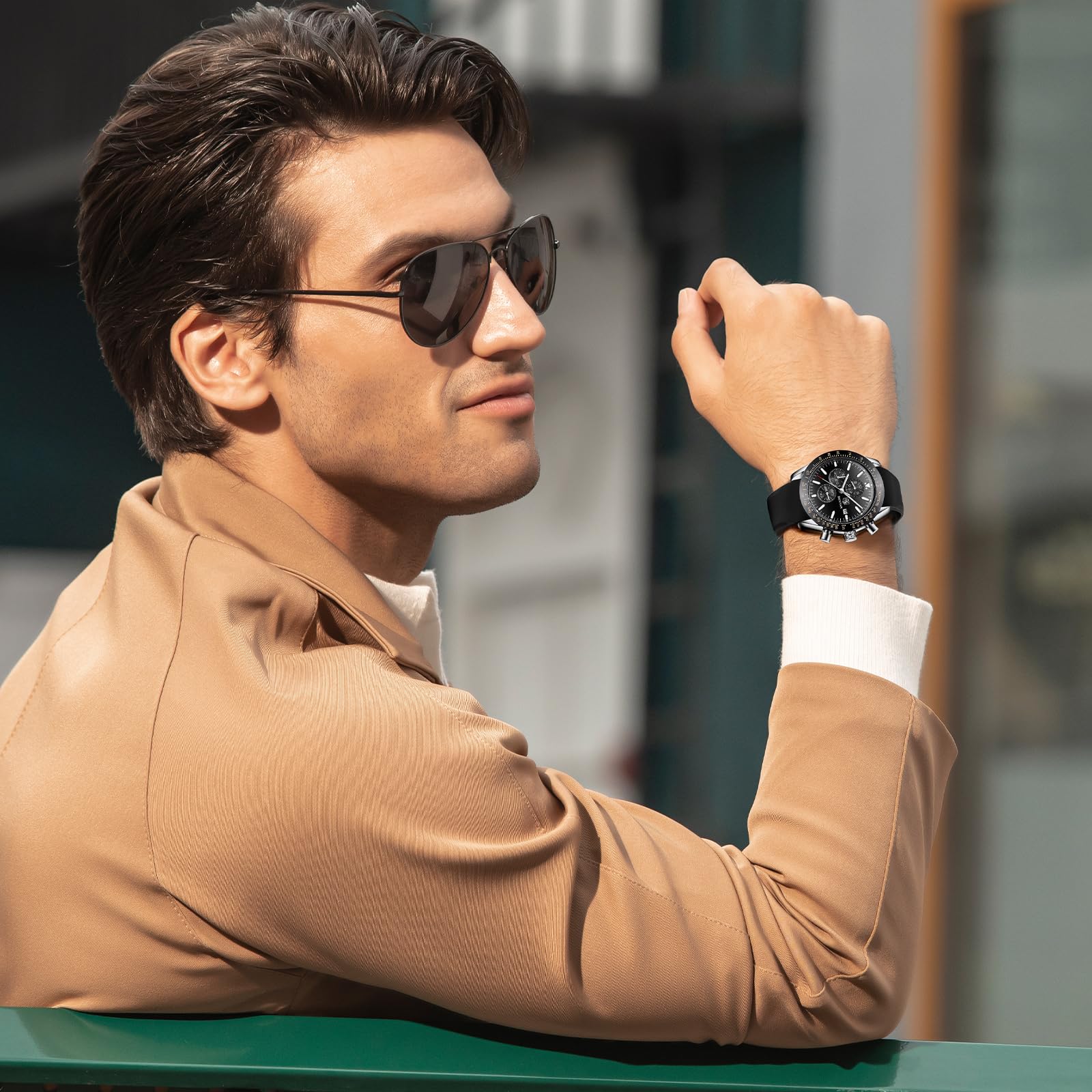 Reloj de pulsera para hombre Amazon analógico, relojes para hombre, negocios, trabajo, impermeable, cronógrafo, para hombre, moda, minimalista, deportivo, clásico, elegante, con correa de cuero, regalos únicos para hombres, SIS-negro 2