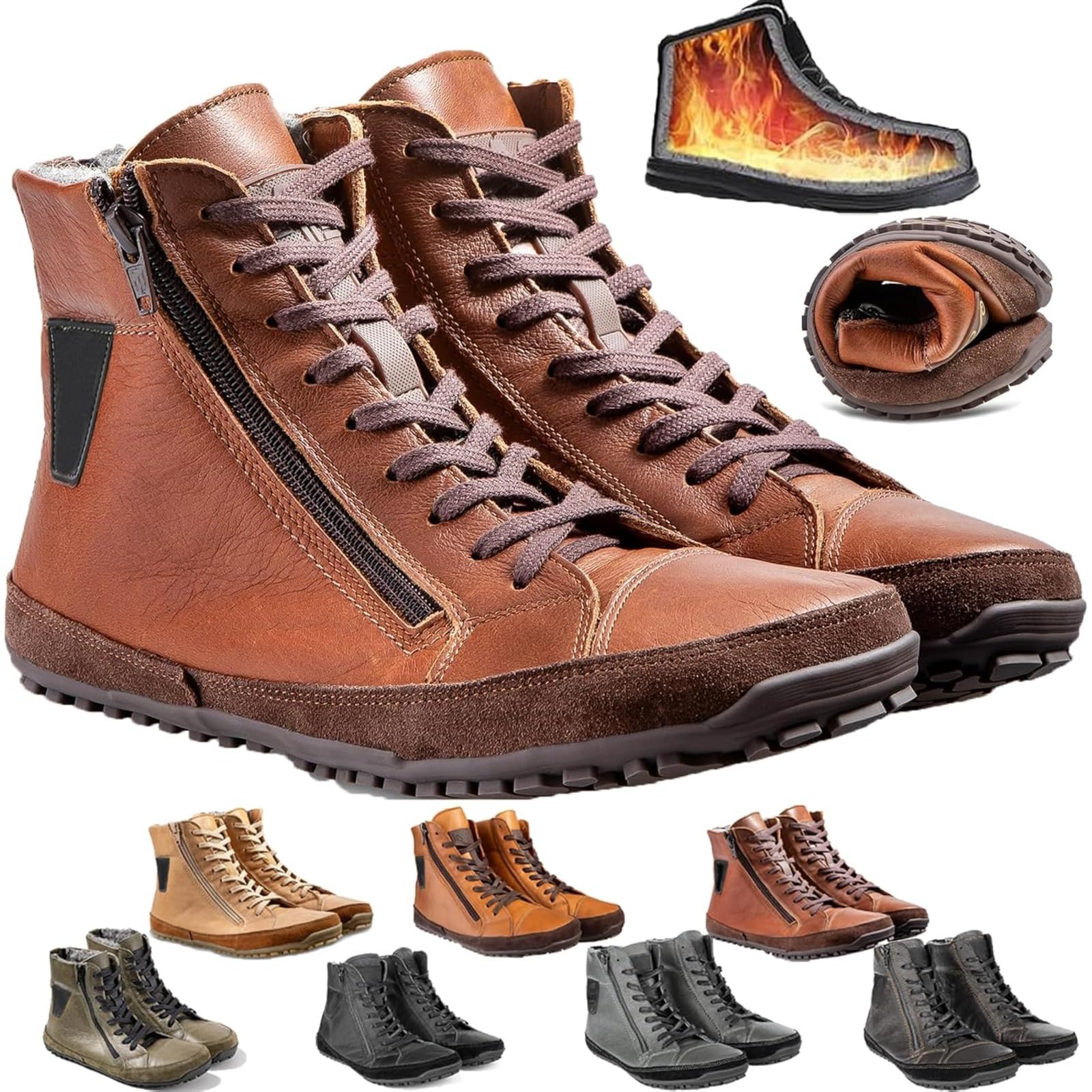 GTRHSBMagic Shoes Alaskan, Men’s High Top Snow Boots Fleece Lining for Comfort and Warmth Non-Slip Ankle Booties