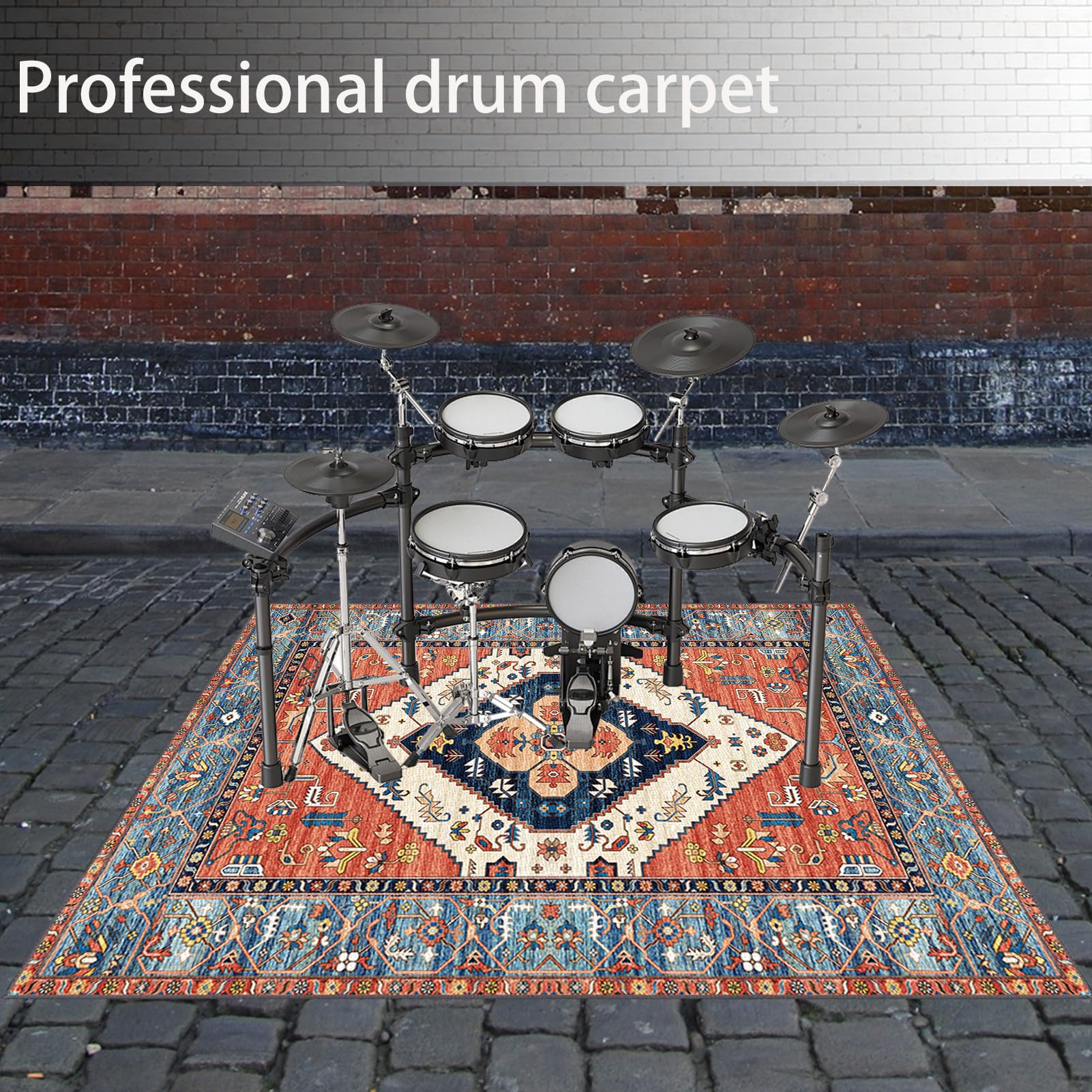 Schlagzeug Teppich rutschfeste Schallschutzmatte Groß Professioneller Trommel Teppiche 140 x 120 cm Drum Teppich Elektronisches Schlagzeug Antivibrationsmatten Schlagzeugteppich