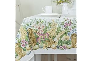 Spring Delight: Benson Mills Blooming Bunnies Fabric Easter Tablecloth