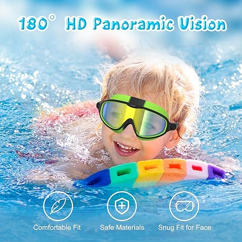Miniatura 2 de Paquete de 2 gafas de natación para niños, con protección UV antivaho, visión amplia, para niños de 3 a 15 años