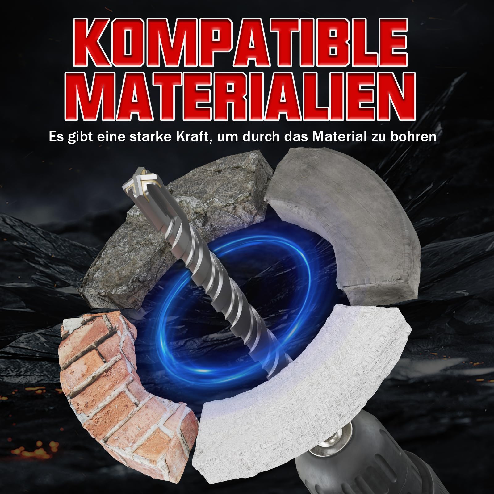 CSOOM Punta per trapano SDS Plus per calcestruzzo 22 x 310 mm, professionale, ideale per foratura su pietra, cemento, pietra naturale, muro di mattoni