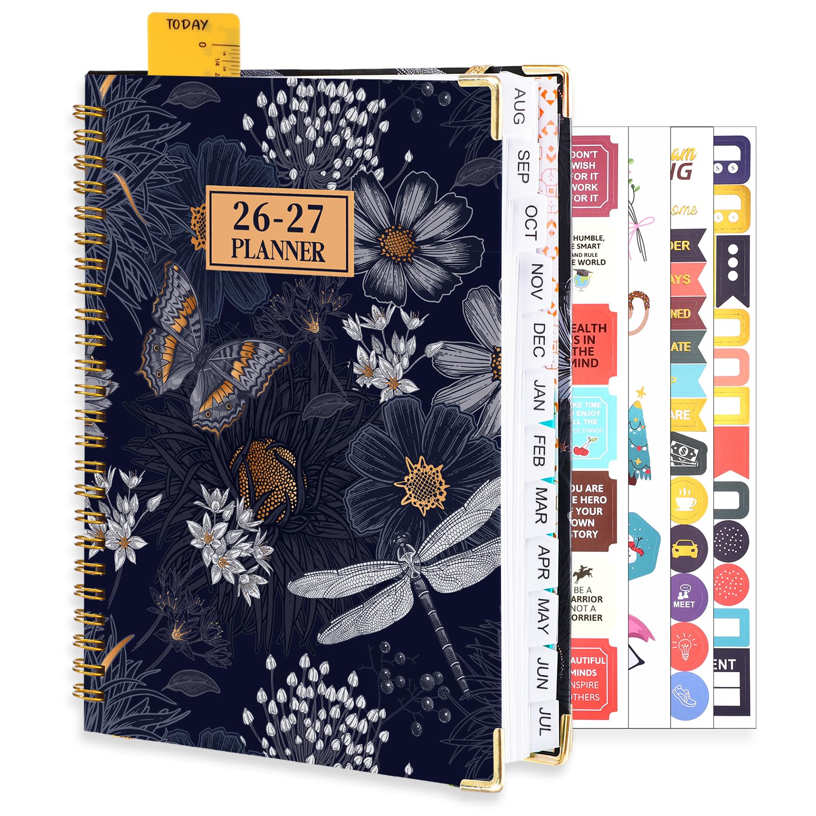 Academic Diary 2026-2027, A5 Weekly Planner Notebook from August 2026 to July 2027 with Monthly Tabs, Stickers, Ruler Bookmark, Week to View for Study Plan, Work Schedule Record and Daily Life — image 1