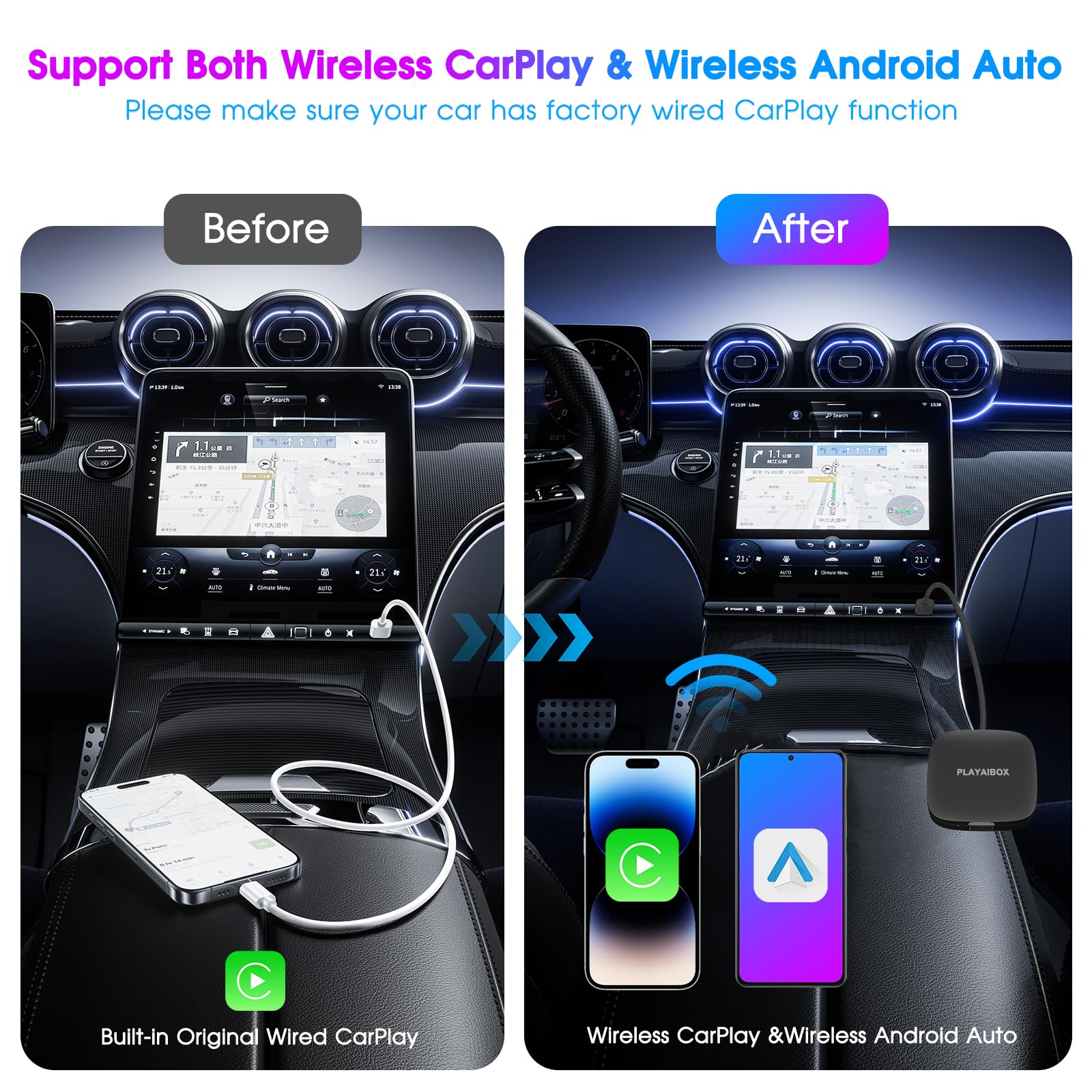Amazon.com: 4 in1 Wireless Carplay Adapter,Android Auto Wireless 