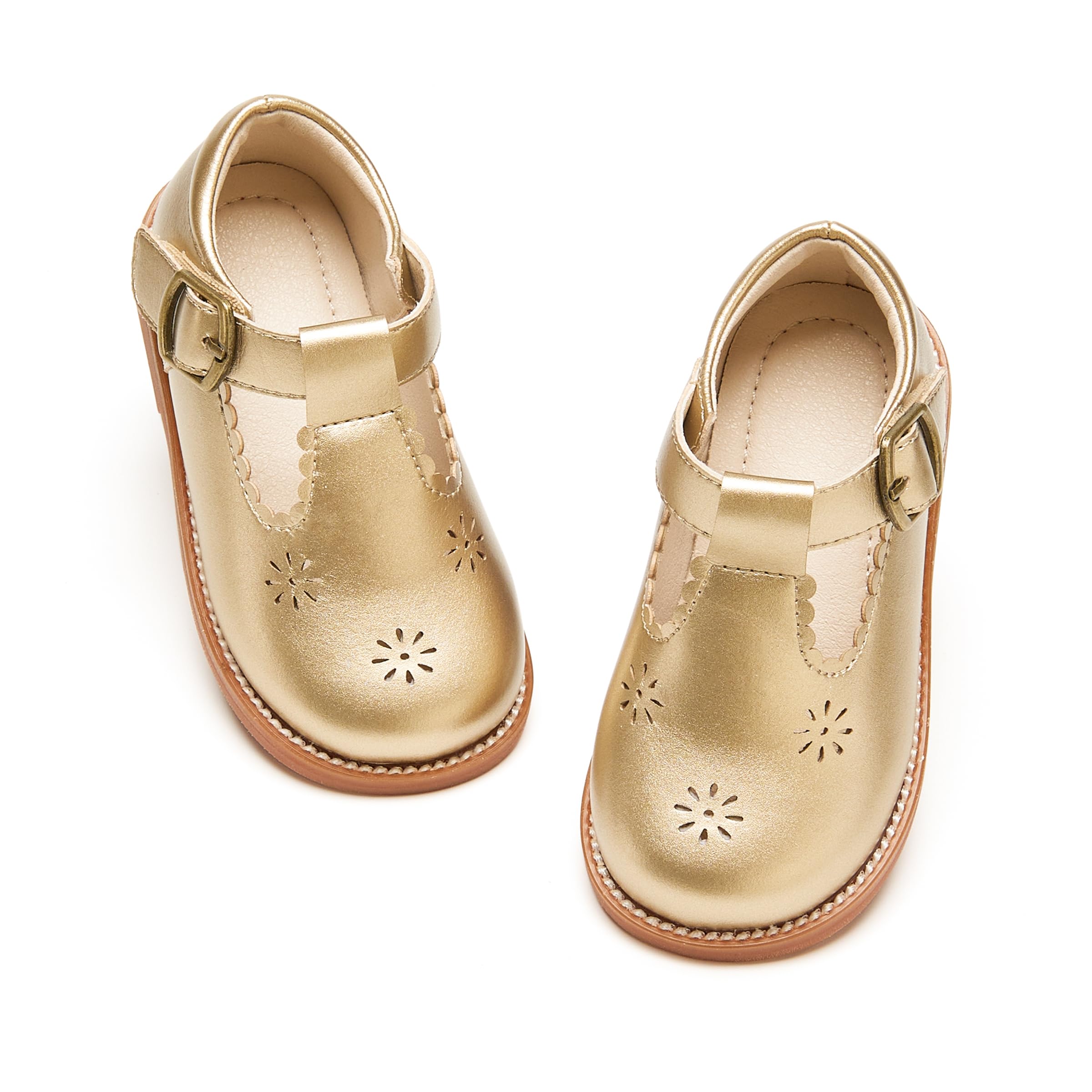 PHIRAMIN Toddler Flower Girl Dress Shoes - Little Girl Mary Janes Flats Wedding