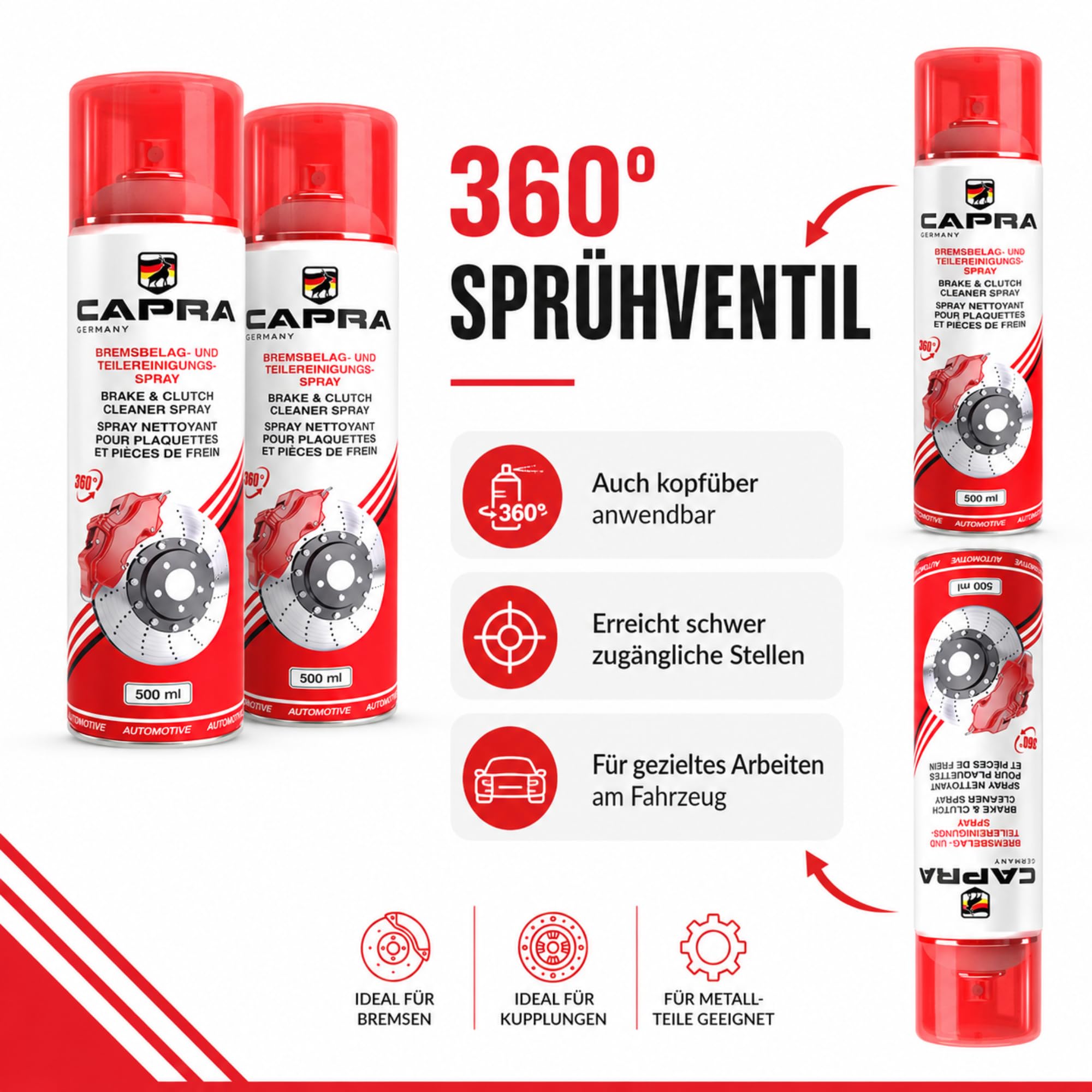Bremsenreiniger 24 x 500 ml acetonfreier Teilereiniger Entfetter Spraydose Made in Germany