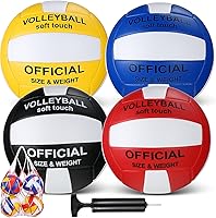 Vista 1 de Libima 4 pelotas de voleibol de tamaño oficial 5 con bomba y bolsa de red, suaves e impermeables, para niños, adolescentes, adultos, principiantes