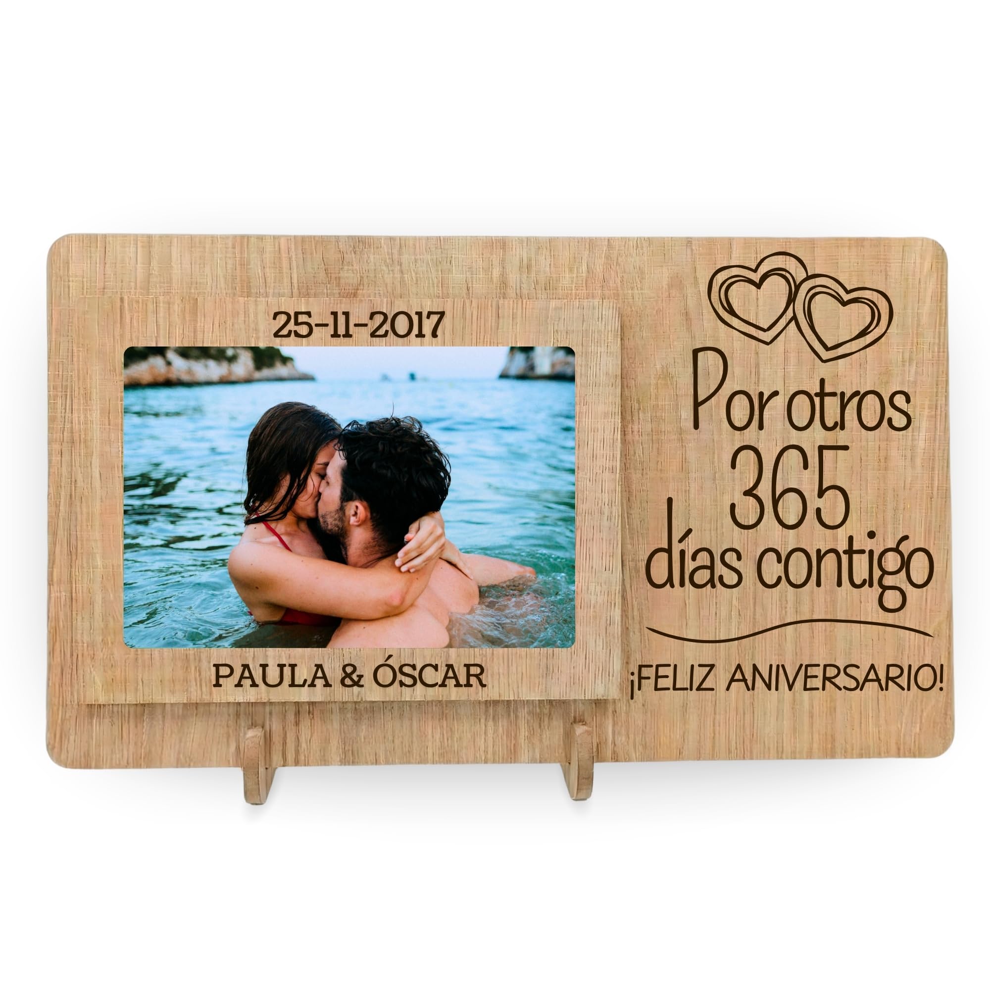 Cornice Per Foto Personalizzata In Legno Per Matrimonio E Fidanzamento, Con Scritta "Ha Chiesto E Lei Ha Detto Sì", 24,9x19,8 Cm