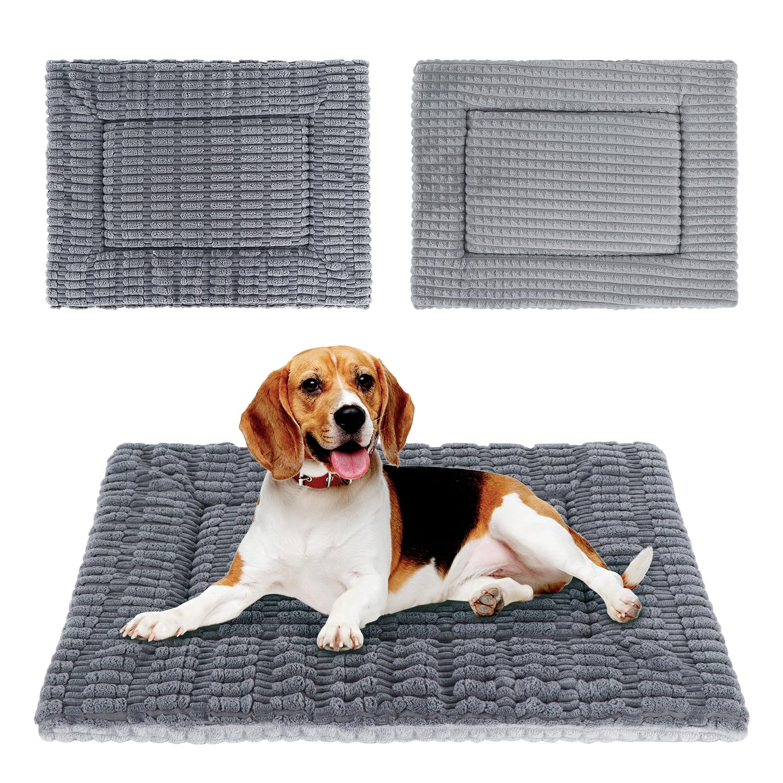 IEUUMLER Memory Foam Materasso per Cani, Cuscino per Cane Gatto, Pelosa Morbida Lavabile Doppio Uso Materasso per Grande Medio Piccolo Cani Gatti FC020 (Grigio, S-60x45cm)