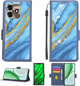 Aroepurt Case Compatible for Sparx Ultra 8 Pro Phone Case Flip Cover [with Tempered Glass Screen Protector][RFID Blocking][Gold Glitter+Luminous] LPT-LDL