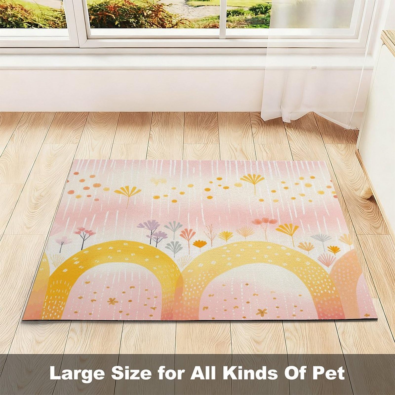 Tapis de nourriture pour chat avec plusieurs arcs-en-ciel - Tapis d'alimentation antidérapant pour chien facile à nettoyer pour la nourriture et l'eau, tapis de gamelle pour chien et chat - 61 x 81,3