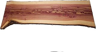 Extra Large Live Edge Red Cedar Wood Slab, Natural Aromatic Cedar, 48" L x 10-15" W x 1" T