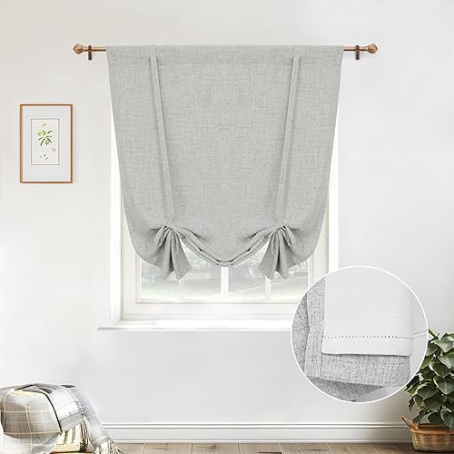 DriftAway Double Layer Linen Blackout Tie Up Curtains Thermal Insulated