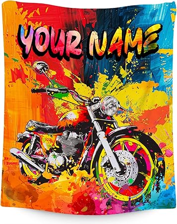 Boys Blankets - Custom Motorcycle Blanket Gifts for Toddlers Kids - Comfy Lightweight Flannel Throw for Couch Room Decor - 4 Sizes