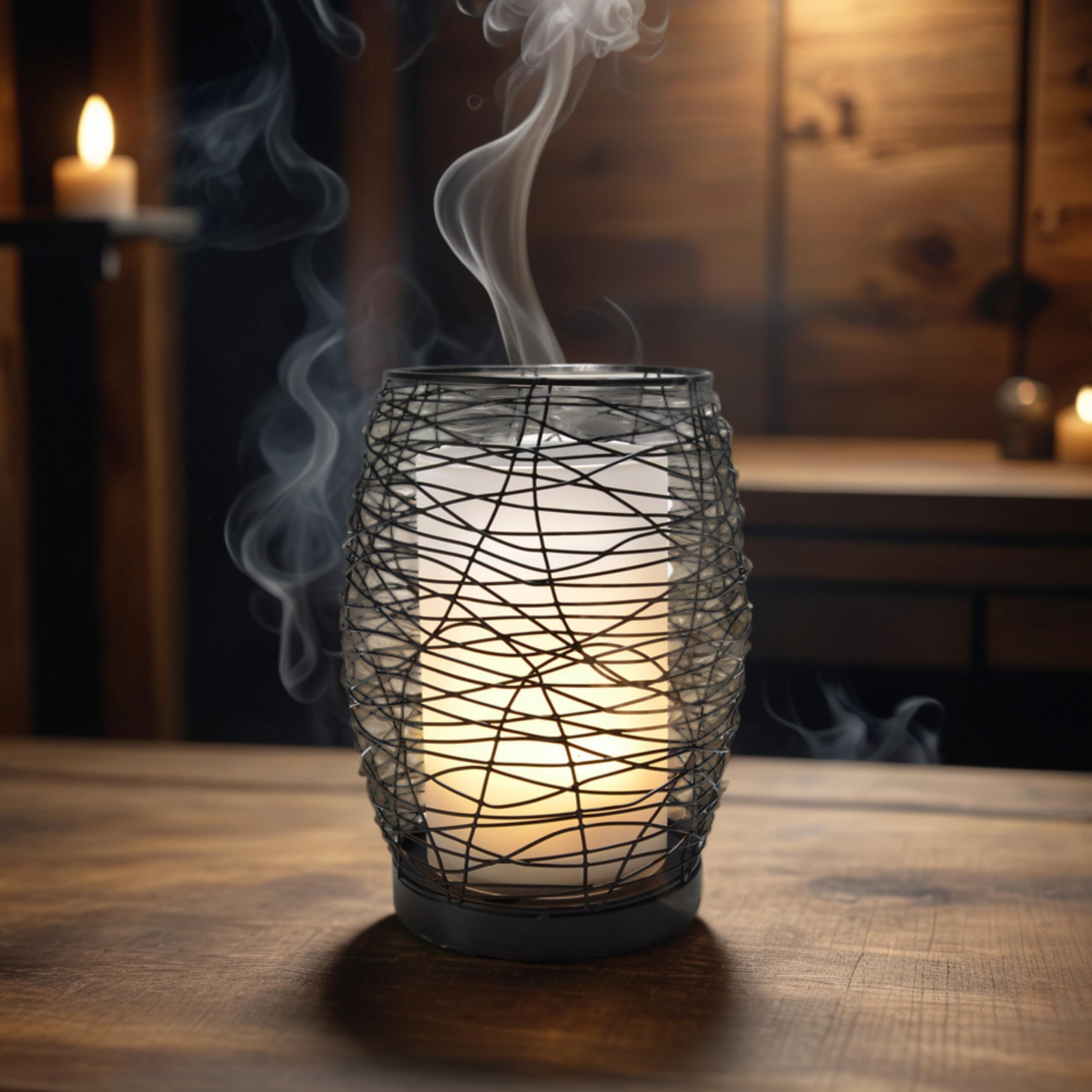 Zen’Arôme Diffuseur d’Huile Essentielle Volupsia – Diffuseur Ultrasonique Aromathérapie à Froid - Diffuseur Électrique Parfum Maison avec Télécommande - Éclairage LED Effet Bougie – en Métal et Verre