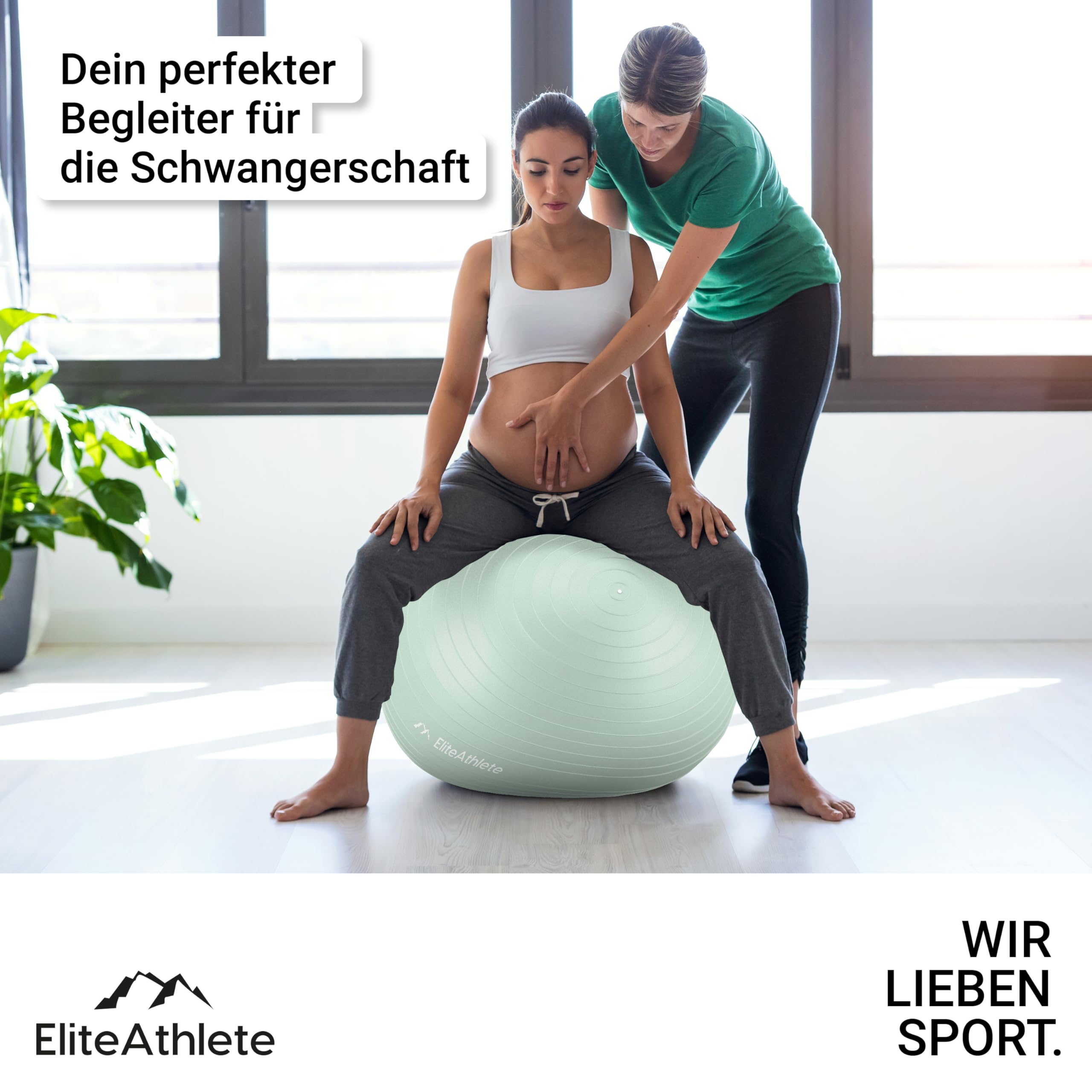 EliteAthlete Gymnastikball Sitzball Büro ergonomisch mit Anti Burst System - Fitness Pilates Schwangerschaft - Schwangerschaftsball Fitnessball Yogaball - Yoga Ball inkl. Luftpumpe