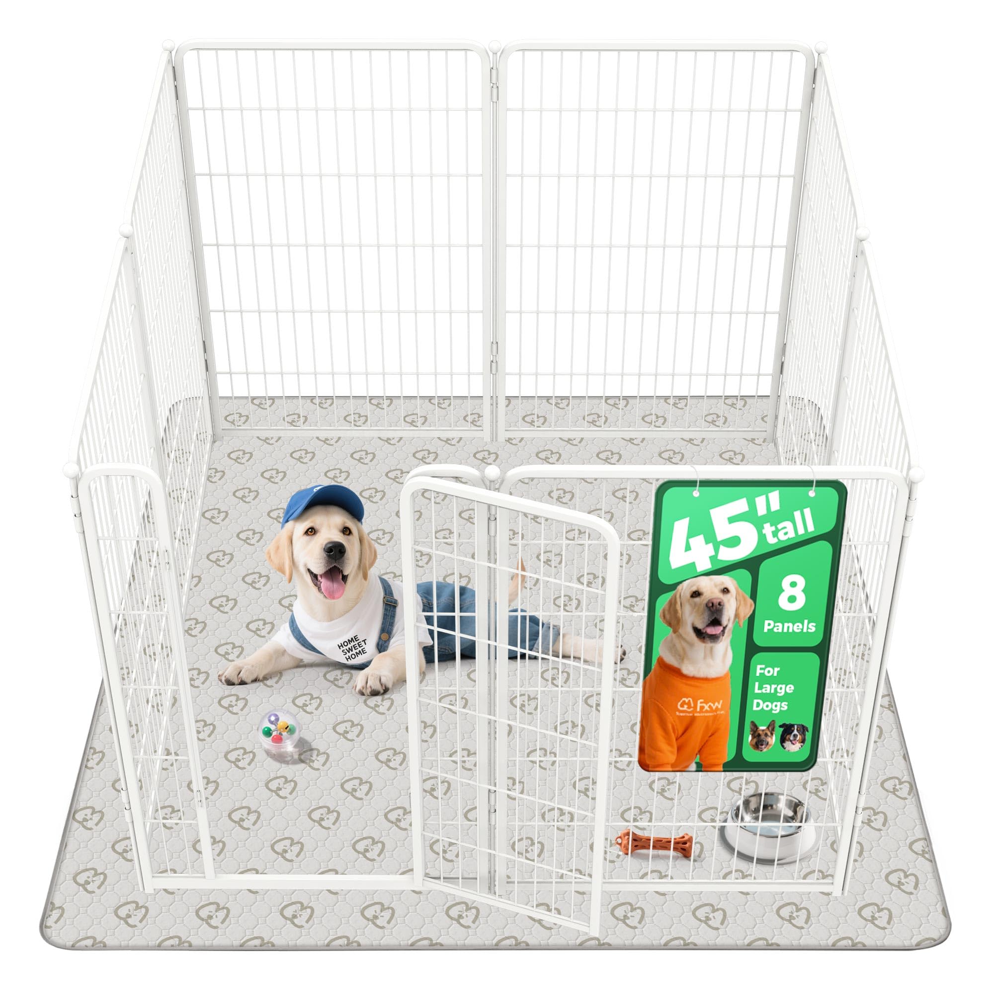 FXW Homeplus Indoor Dog Playpen with Washable Pee Pad, 45" H, 8 Panels