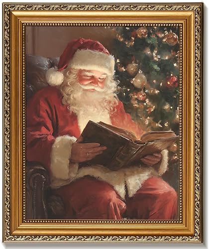 Arte de pared con marco dorado vintage navideño