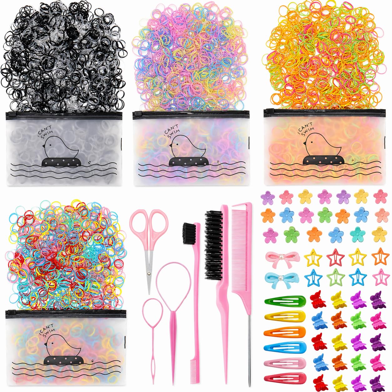 Hair Accessories Gift Set for Girls - Colorful Rubber Bands