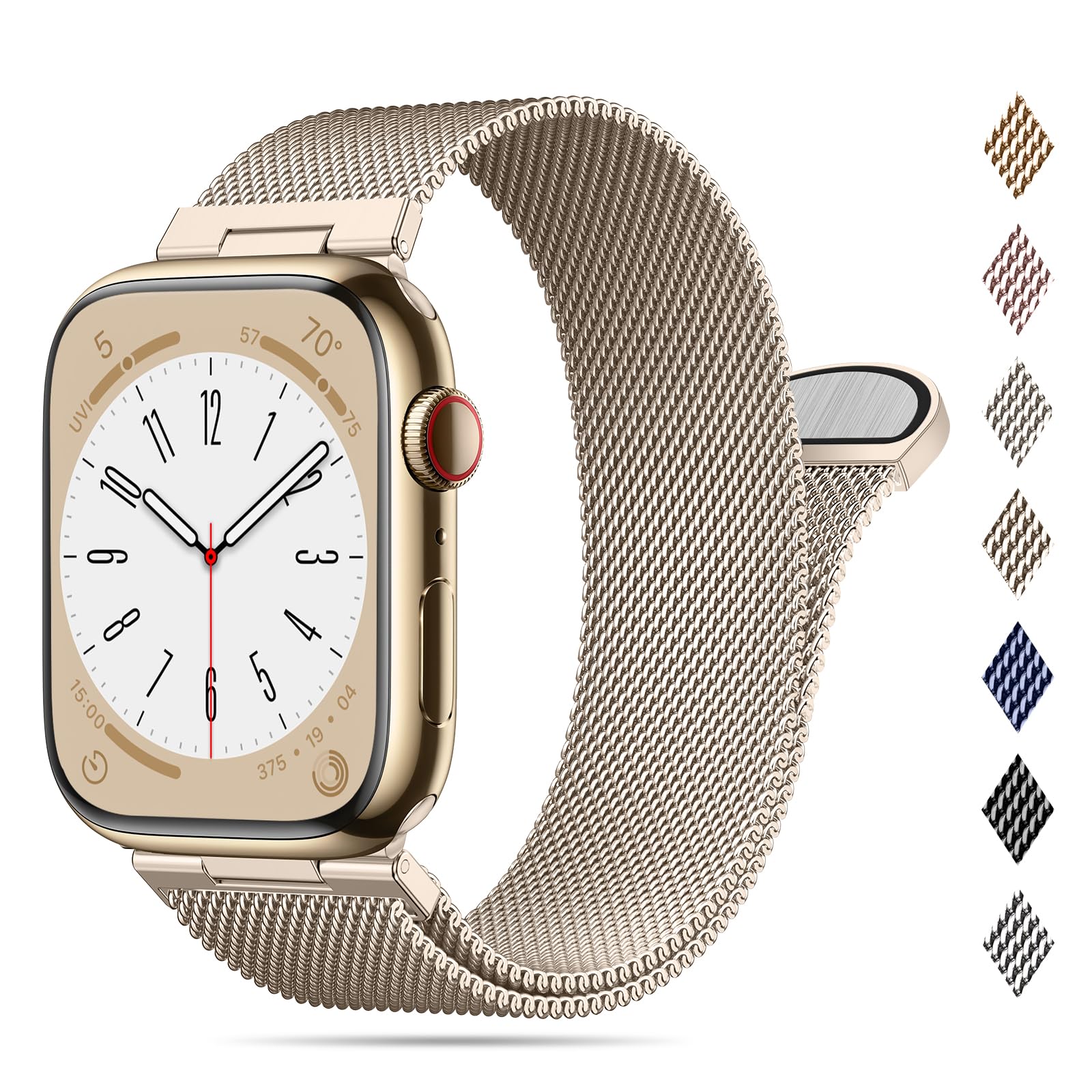 Higgs Metallo Cinturino Compatibile con Cinturino Apple Watch 40mm 38mm 41mm 44mm 42mm 45mm ultra 2 49mm Donna, Cinturini Maglia Milanese Regolabili Magnetiche per iWatch Series SE/2 9 8 7 6 5 4 3 2 1