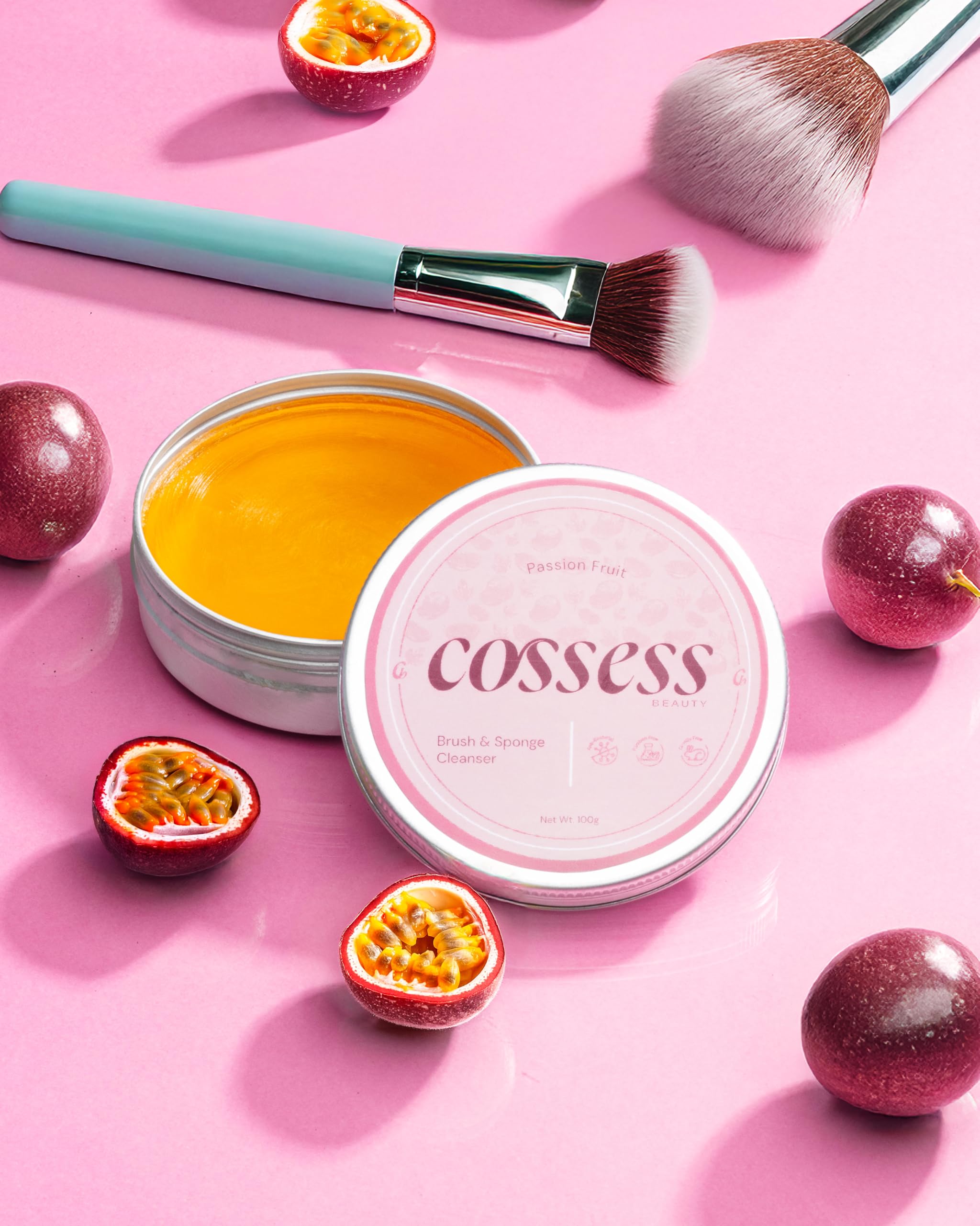 Cossess Beauty Solid Brush Cleanser Anti Bacterial Organic and Natural (passion fruit)-image-3