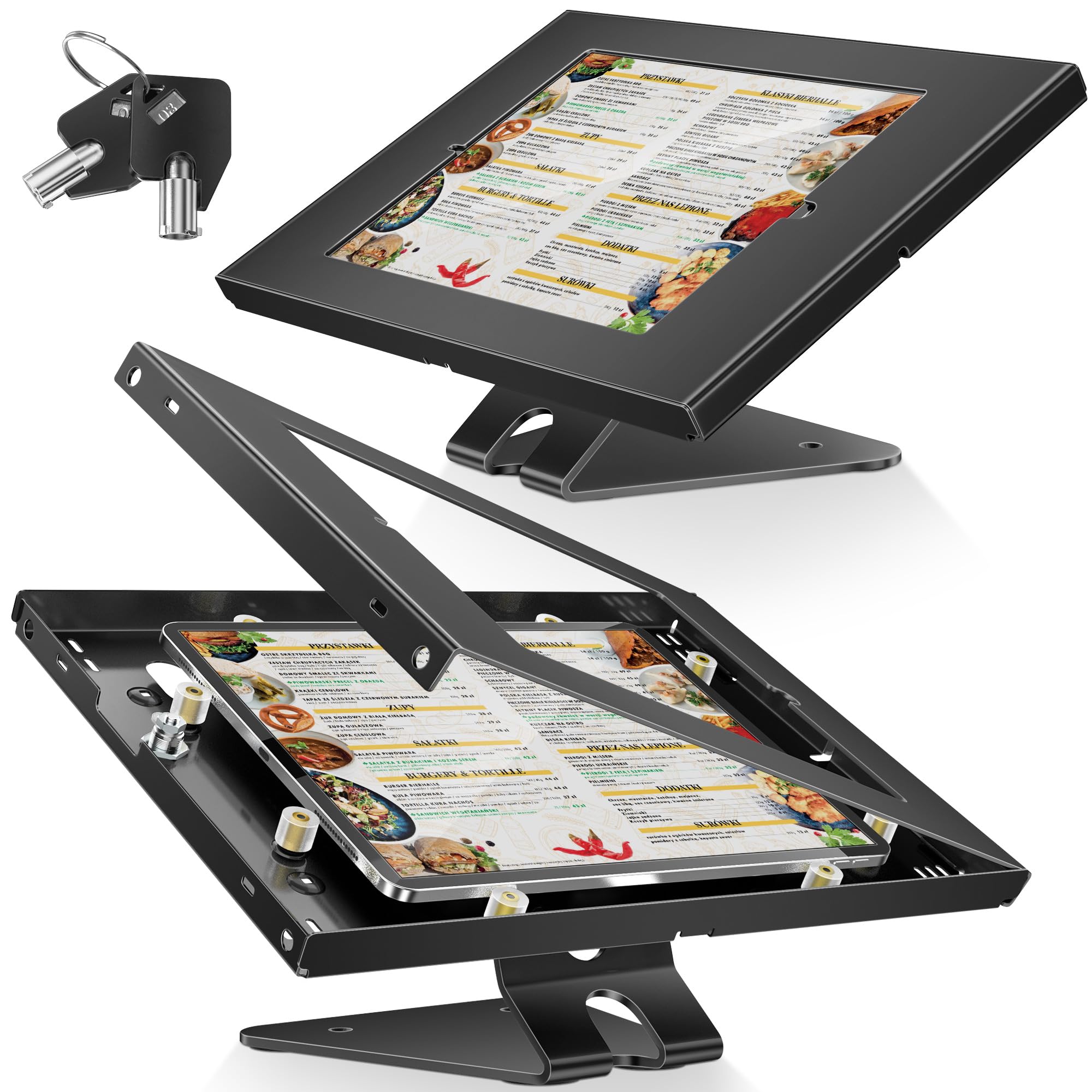 Anti-Theft | Desktop & Wall Mount | Commercial Use | Tablet Stand | AboveTEK for 9.7-10.5 Inch | iPad Lock & Security Stand | Countertop POS Register | Air Register | 360° Rotation | Kiosk Stand (Black)