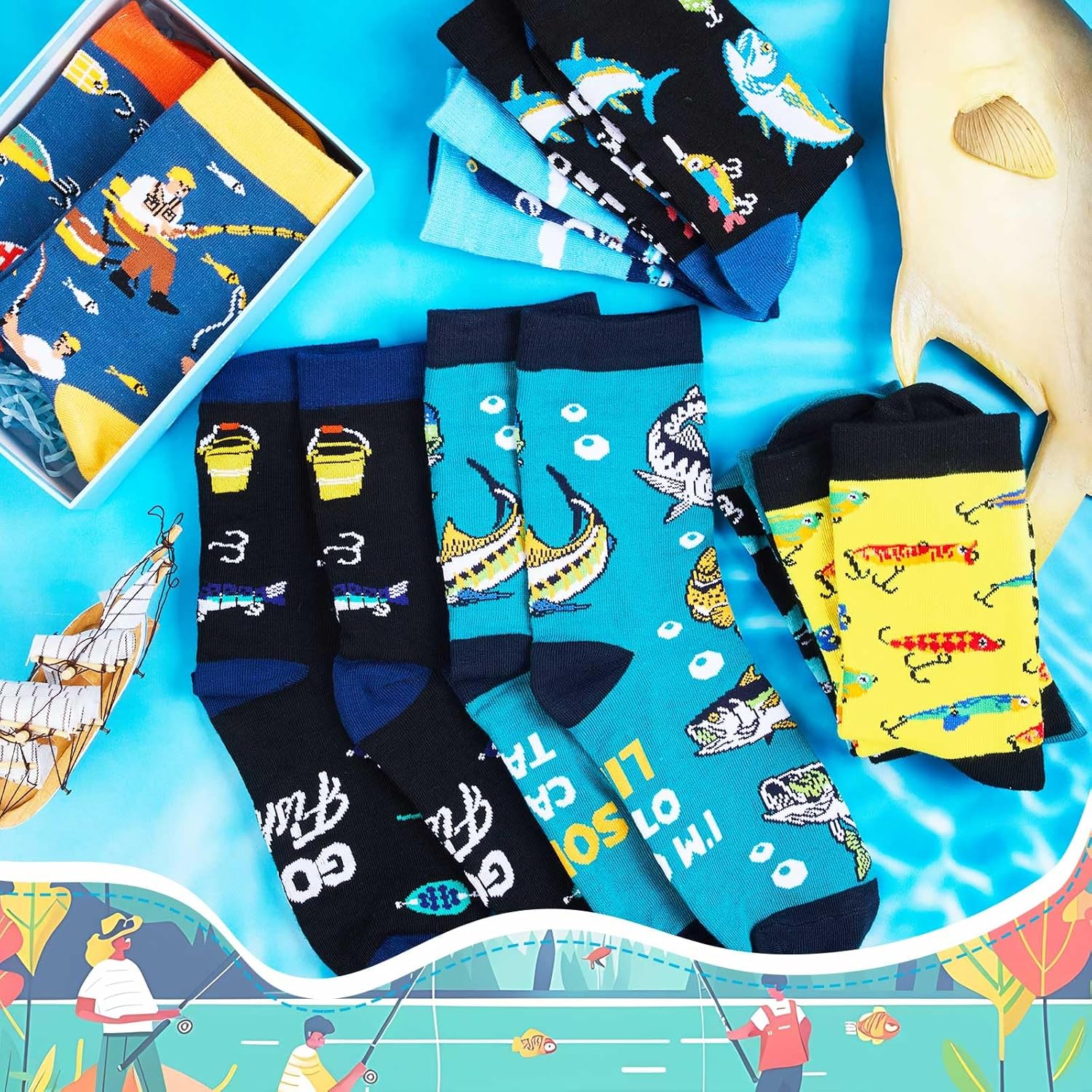 Haysandy 8 Pairs Men Funny Crew Socks Christmas Gifts Athletic Socks for Men Christmas Birthday Holiday Stocking Stuffer - Image 5
