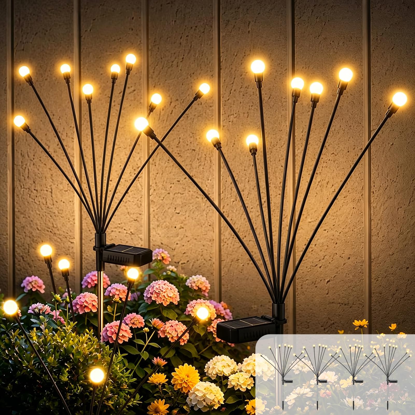 Photo 1 of Boutispan Solar Firefly Lights - Warm White 4 Pack