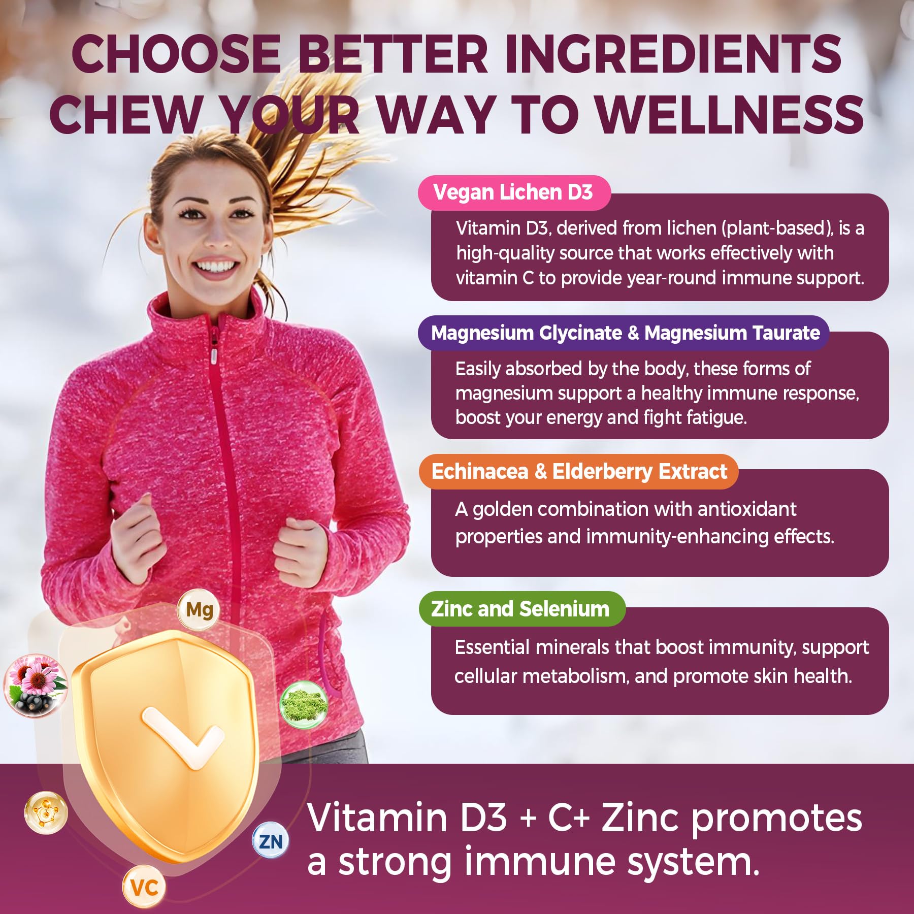 Immune Support Supplement Gummies, w/Echinacea, Elderberry, Vitamin C, Zinc — Amazon image 5