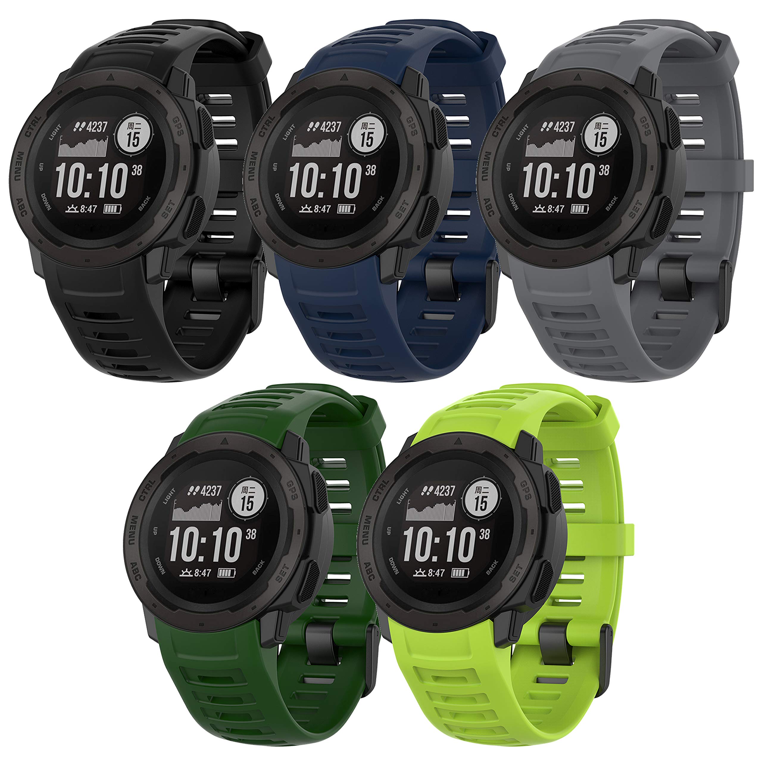 Band for Garmin Instinct 2, Soft Silicone Replacement Watch Band Strap for Garmin Instinct 2 /Instinct 2 Solar/Instinct/Instinct Tide/Instinct Tactical/Instinct Solar/Instinct Esports (No Tracker)