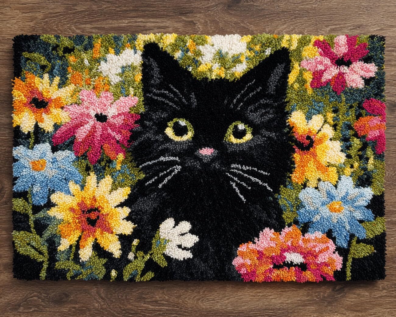 AMBATTERY Latch Hook Rug Kit Cartoon Black Cat 85x115cm