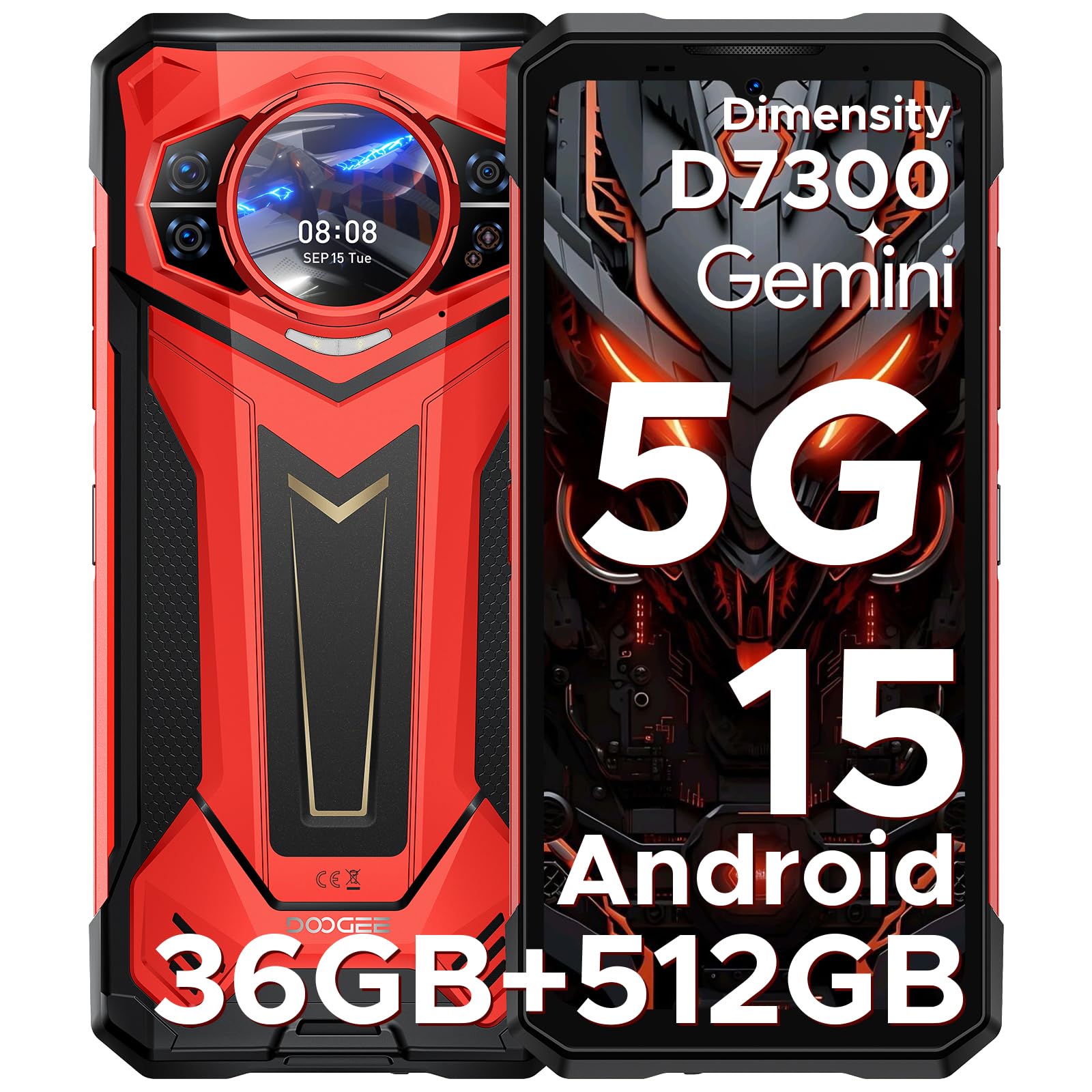 S200 Plus Rugged Smartphone 5G, Dimensity 7300, (16GB+20GB)+512GB with 1.32" Dynamic Rear Screen Android 15 Rugged Phone, 10100mAh, 100MP+20MP Night Vision Camera, 6.72", 120Hz, NFC, Gemini AI